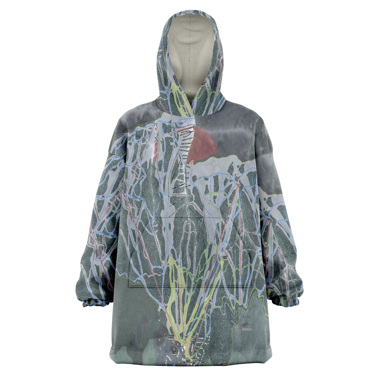 Fernie,  British Columbia Ski Trail Map - Snug Hoodie