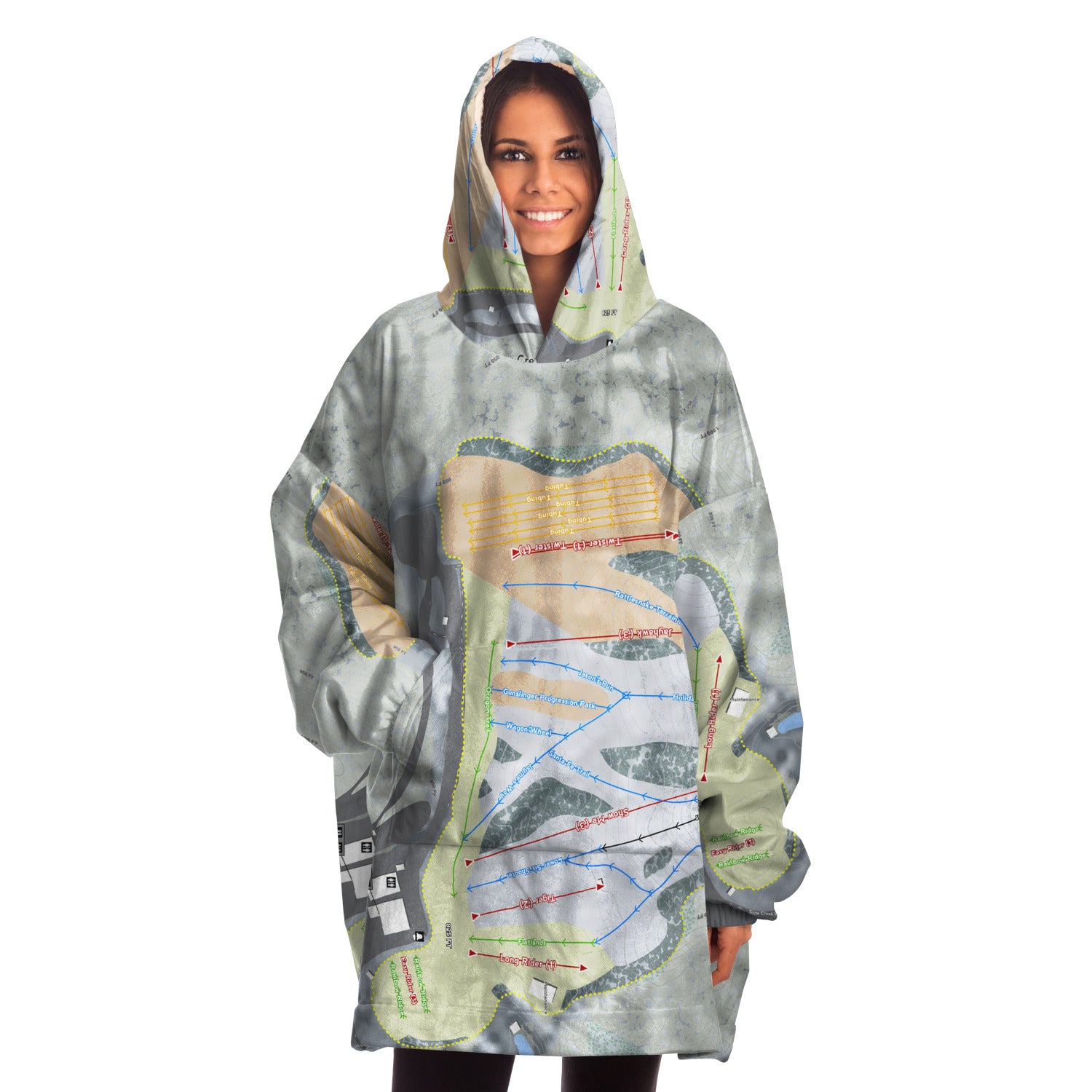 Snow Creek, Missouri Ski Trail Map Snug Hoodie