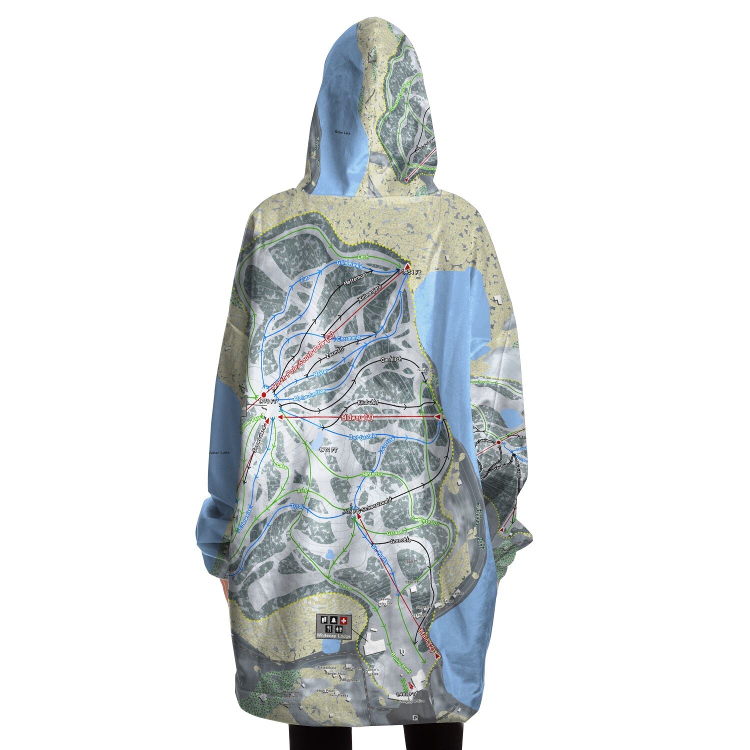 Whitecap Mountains, Wisconsin Ski Trail Map - Snug Hoodie