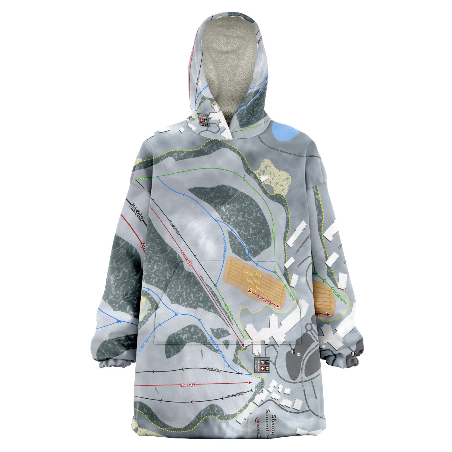 Shanty Creek Summit Mountain, Michigan Ski Trail Map Snug Hoodie