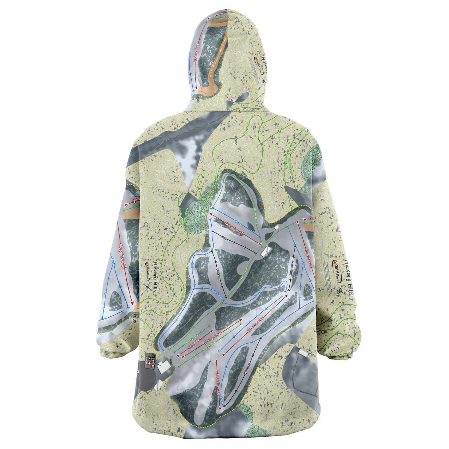 Hickory Hills, Michigan Ski Trail Map Snug Hoodie