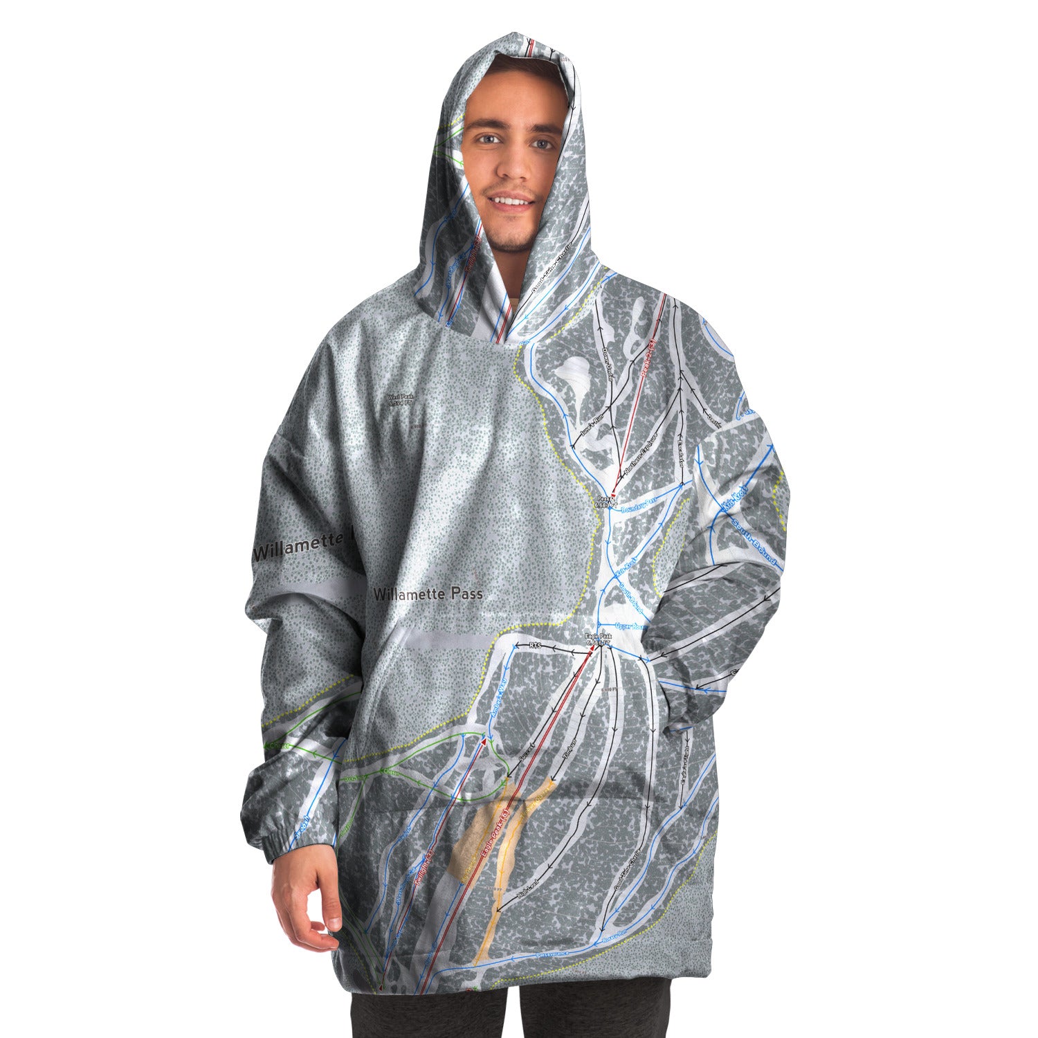 Willamette Pass, Oregon Ski Trail Map Snug Hoodie