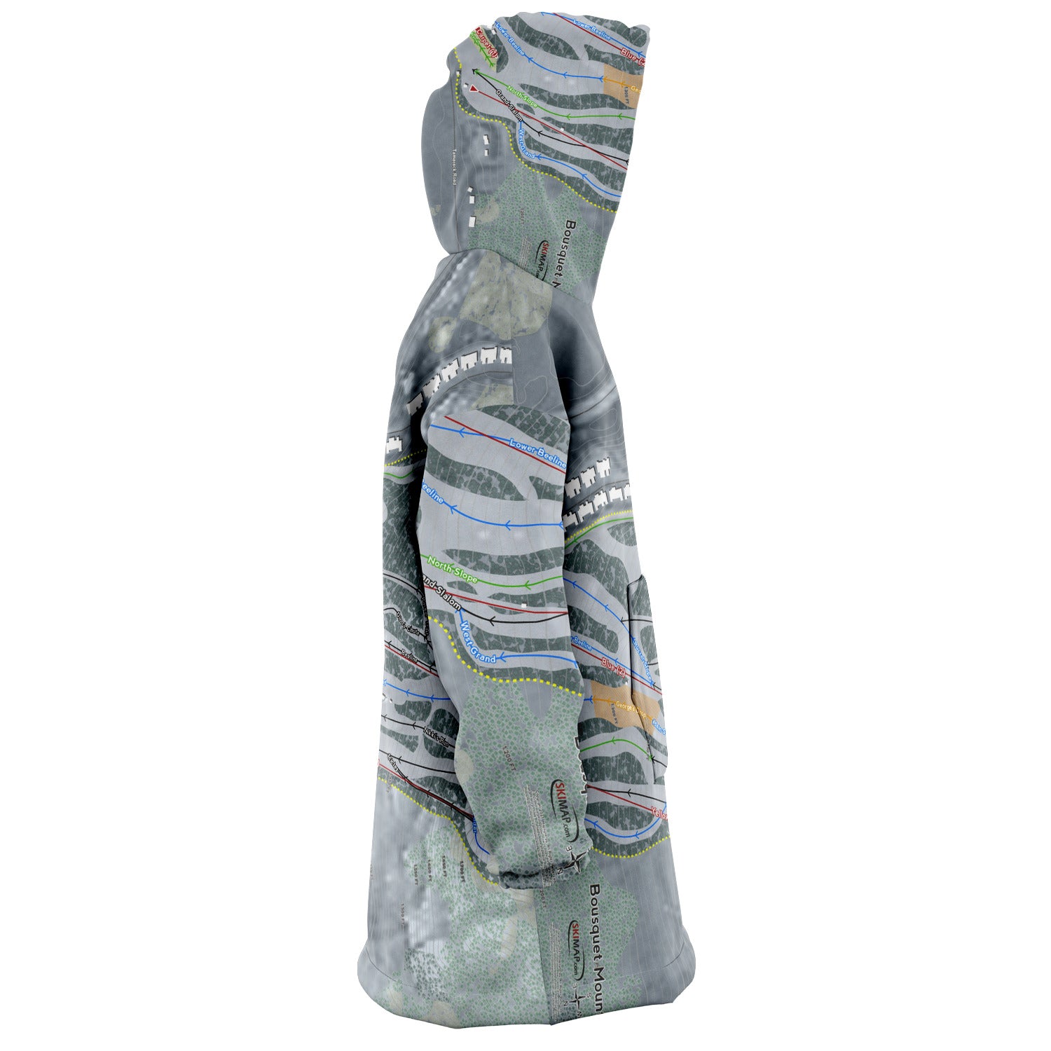 Bousquet Mountain, Massachusetts Ski Trail Map Snug Hoodie