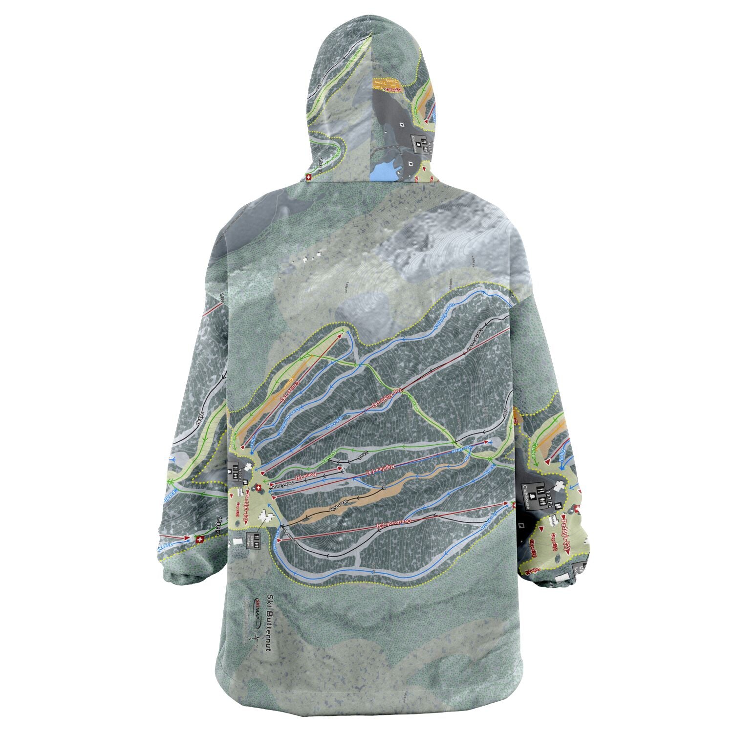 Ski Butternut, Massachusetts Ski Trail Map Snug Hoodie