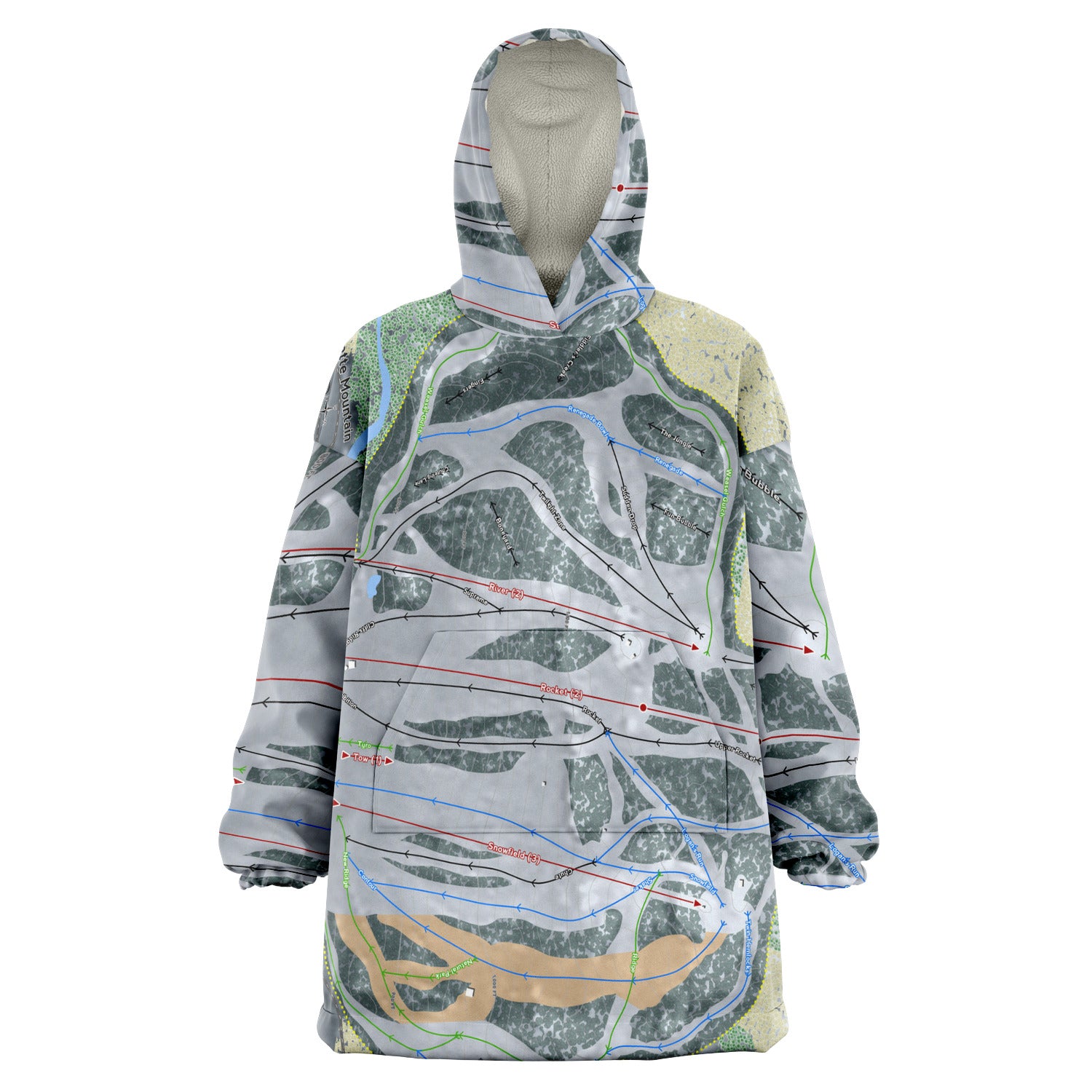 Marquette Mountain, Michigan Ski Trail Map Snug Hoodie