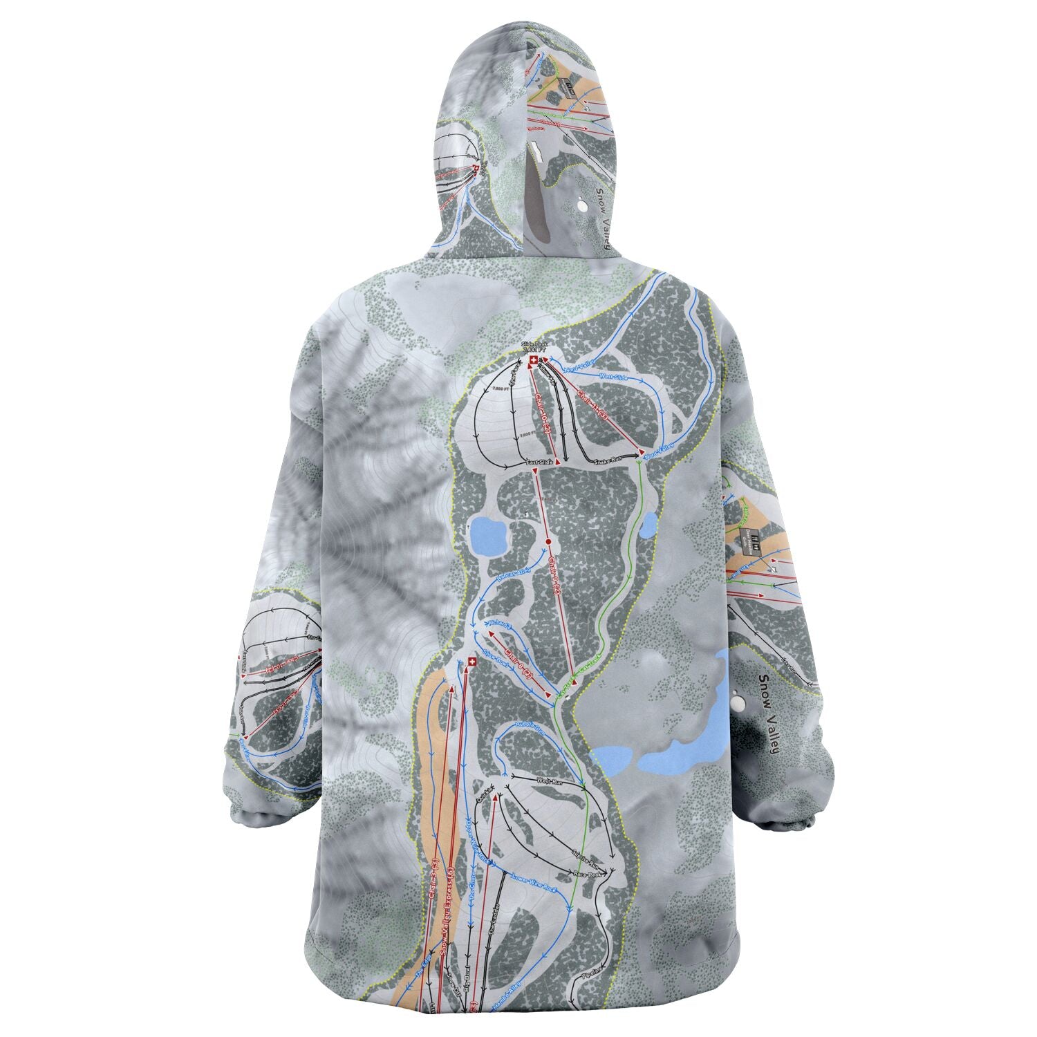 Snow Valley, California Ski Trail Map - Snug Hoodie