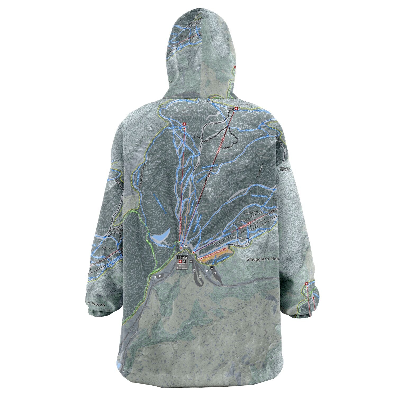 Smuggler's Notch, Vermont Ski Trail Map - Snug Hoodie