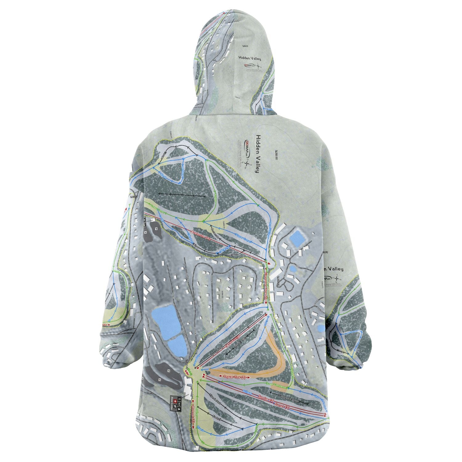 Hidden Valley, Pennsylvania Ski Trail Map Snug Hoodie