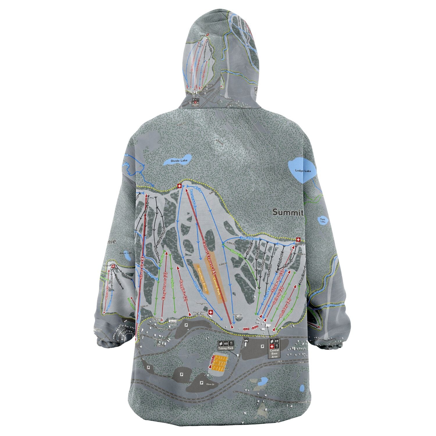 Summit At Snoqualmie Alpental, Washington Ski Trail Map Snug Hoodie