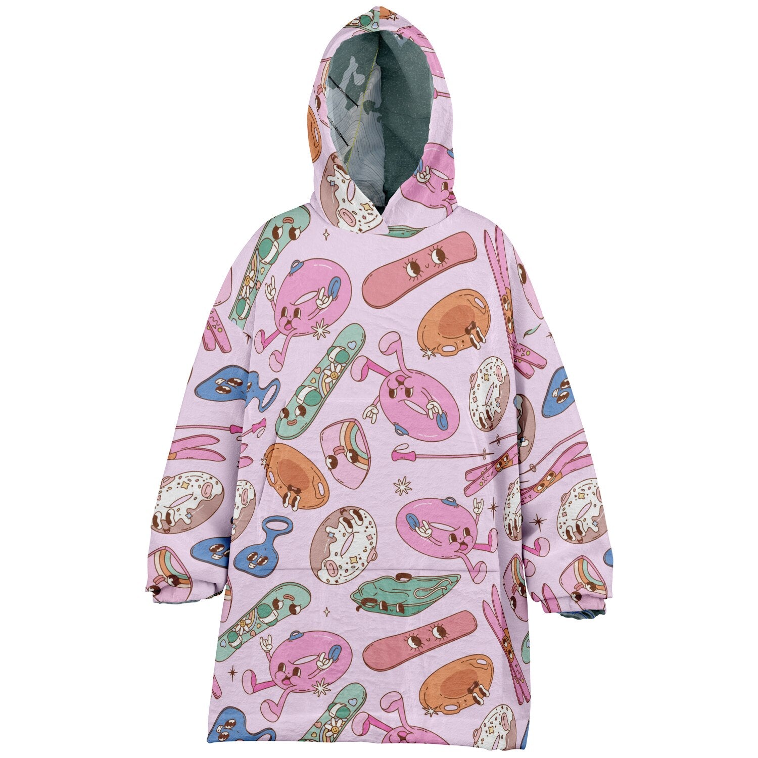 Youth Map Print Reversible Snug Hoodie - AOP