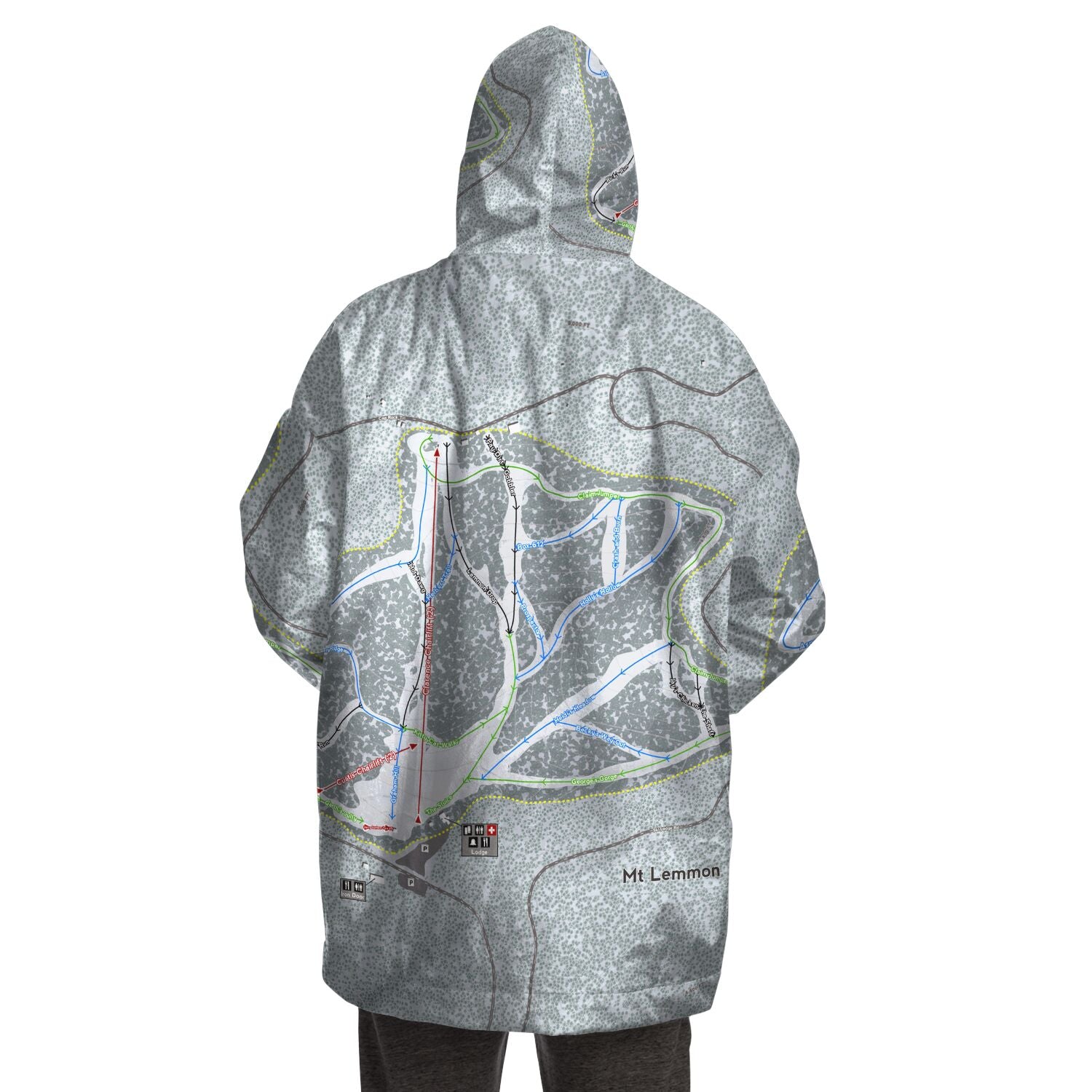 Mt Lemmon, Arizona Ski Trail Map Snug Hoodie