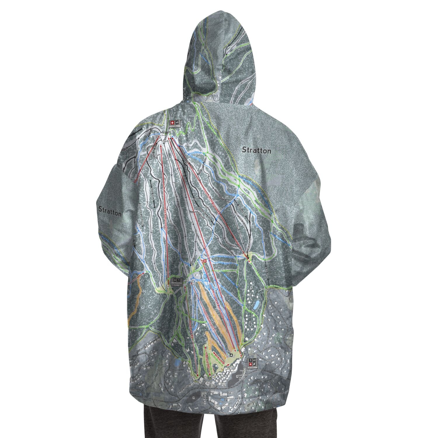 Stratton, Vermont Ski Trail Map - Snug Hoodie