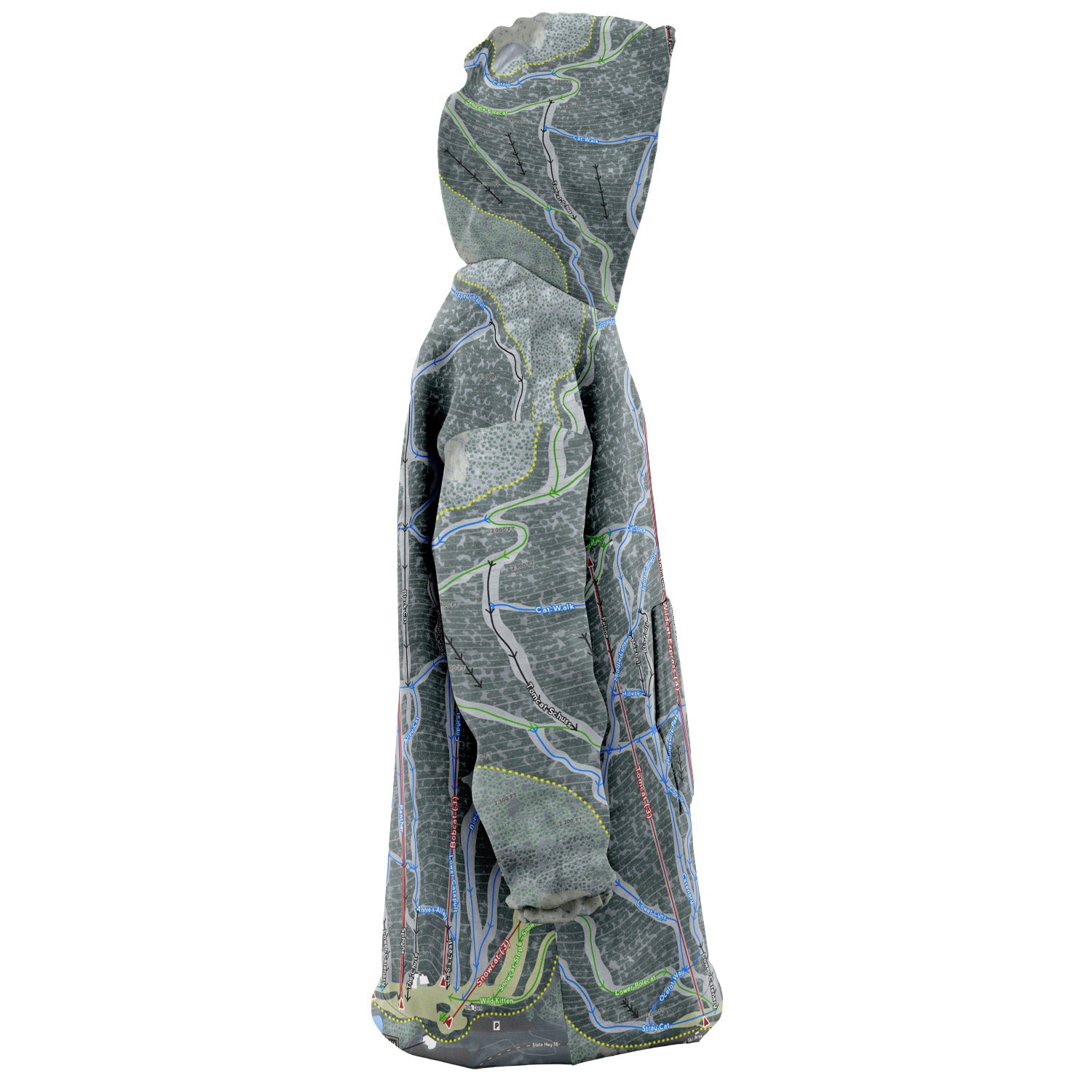 Wildcat Mountain, New Hampshire Ski Trail Map - Snug Hoodie