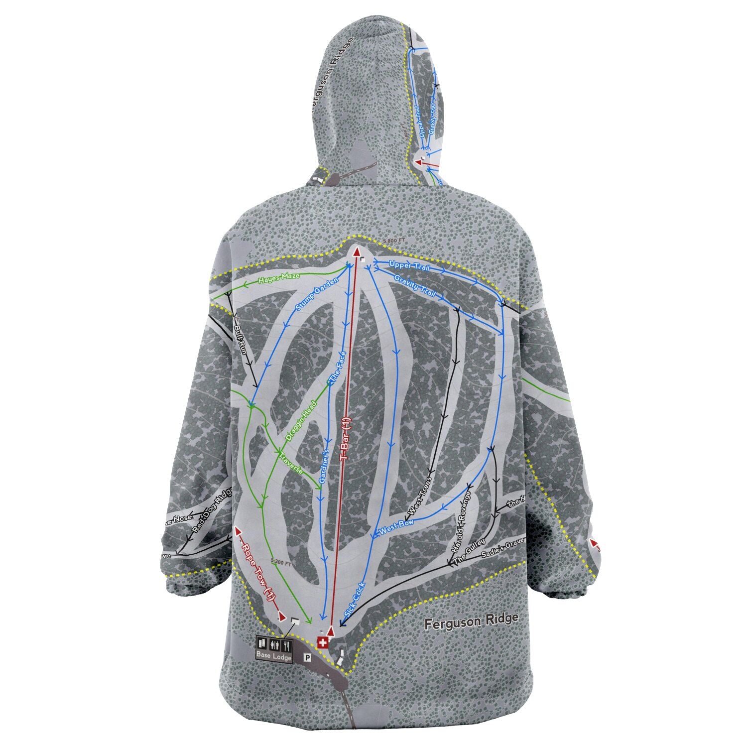 Ferguson Ridge, Oregon Ski Trail Map - Snug Hoodie