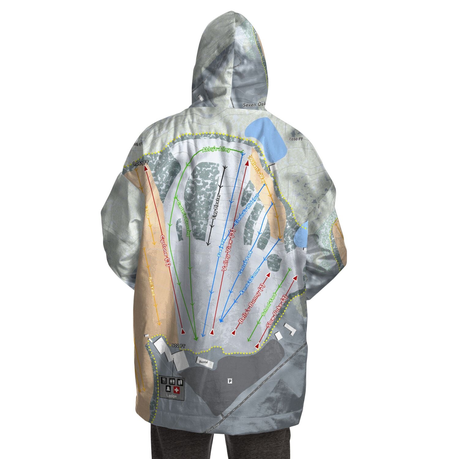 Seven Oaks, Iowa Ski Trail Map - Snug Hoodie