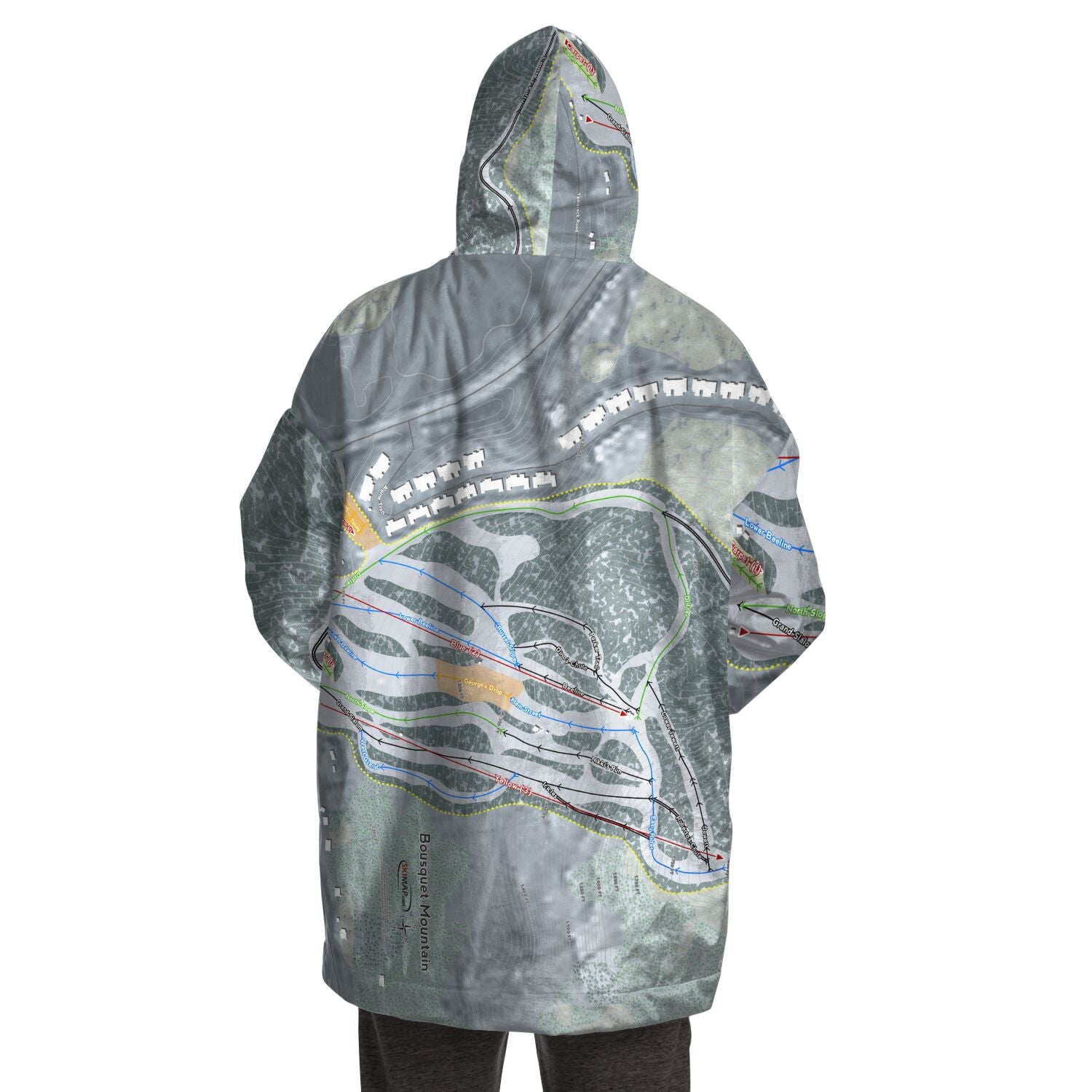 Bousquet Mountain, Massachusetts Ski Trail Map Snug Hoodie