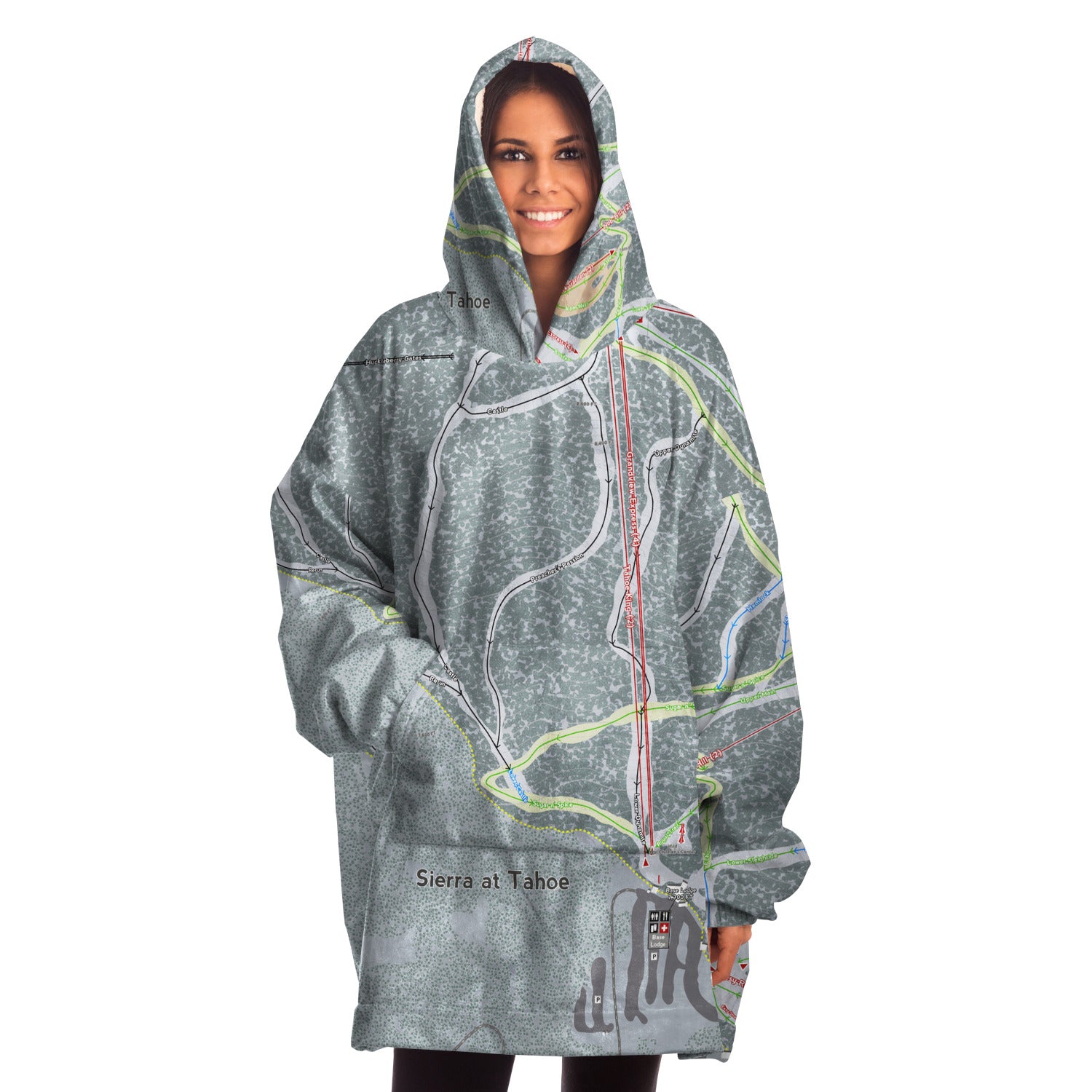 SIerra at Tahoe, California Ski Trail Map - Snug Hoodie