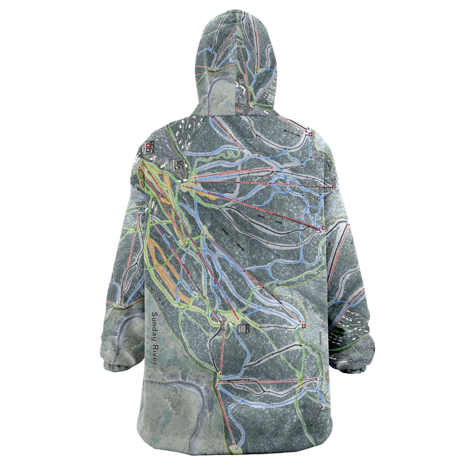 Sunday River, Maine Ski Trail Map - Snug Hoodie