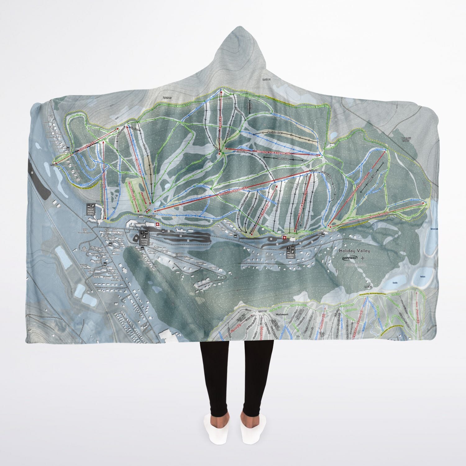 Holiday Valley, New York Ski Trail Map - Adult Hooded Blanket