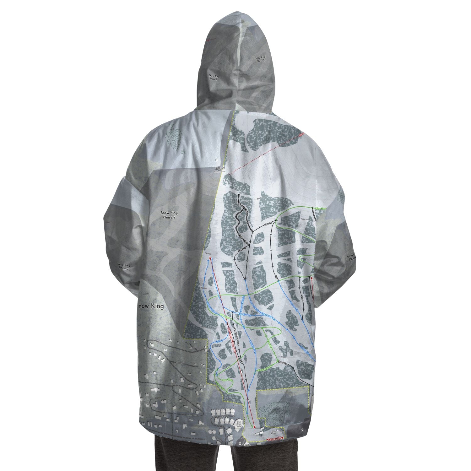 Snow King, Wyoming Ski Trail Map Snug Hoodie