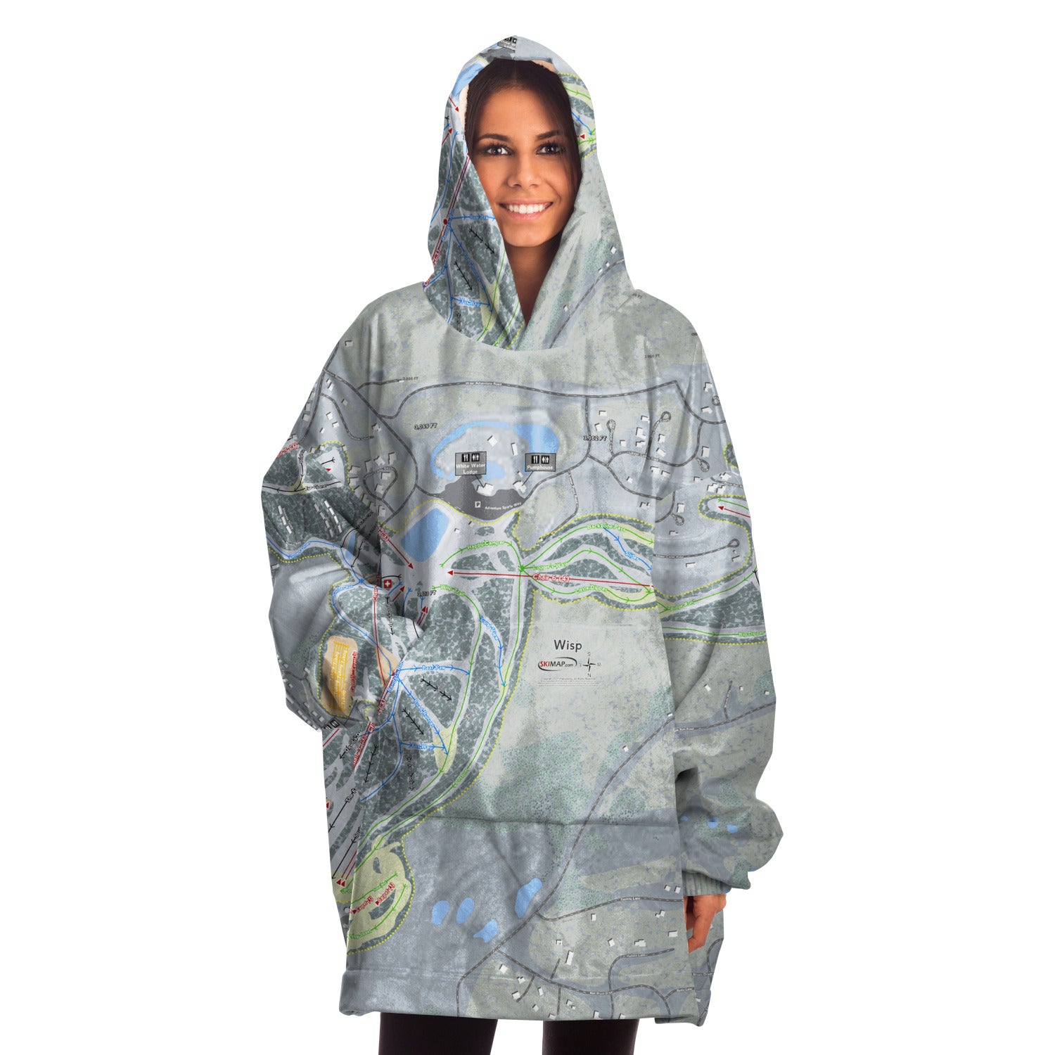 Wisp, Maryland Ski Trail Map - Snug Hoodie