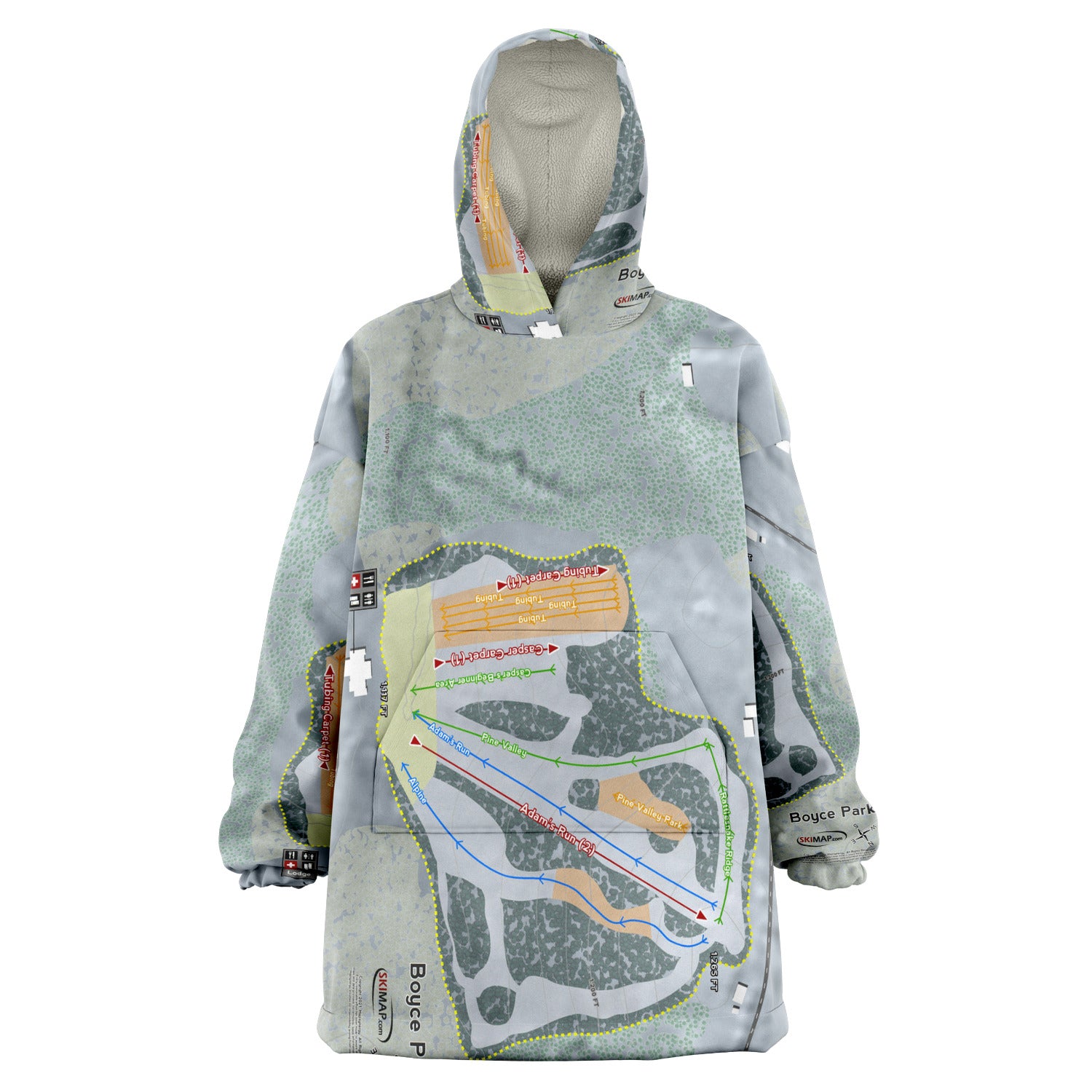 Boyce Park, Pennsylvania Ski Trail Map Snug Hoodie