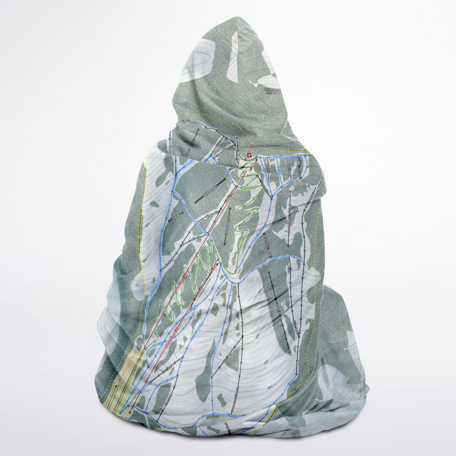 Pebble Creek, Idaho Ski Trail Map - Adult Hooded Blanket