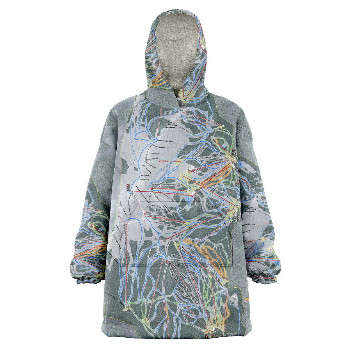 Mammoth Mountain, California Map Print Snug Hoodie