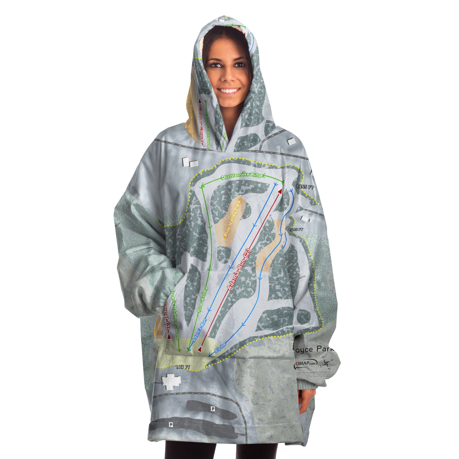 Boyce Park, Pennsylvania Ski Trail Map Snug Hoodie