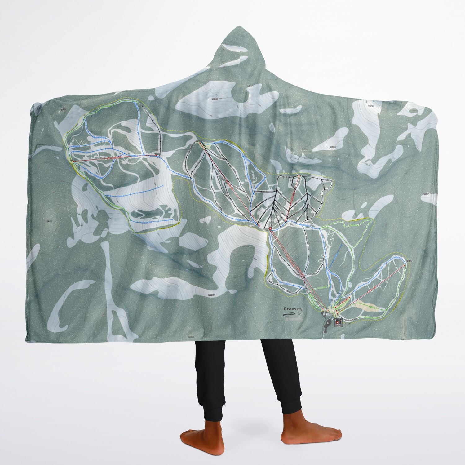 Discovery, Montana Ski Trail Map - Youth Hooded Blanket