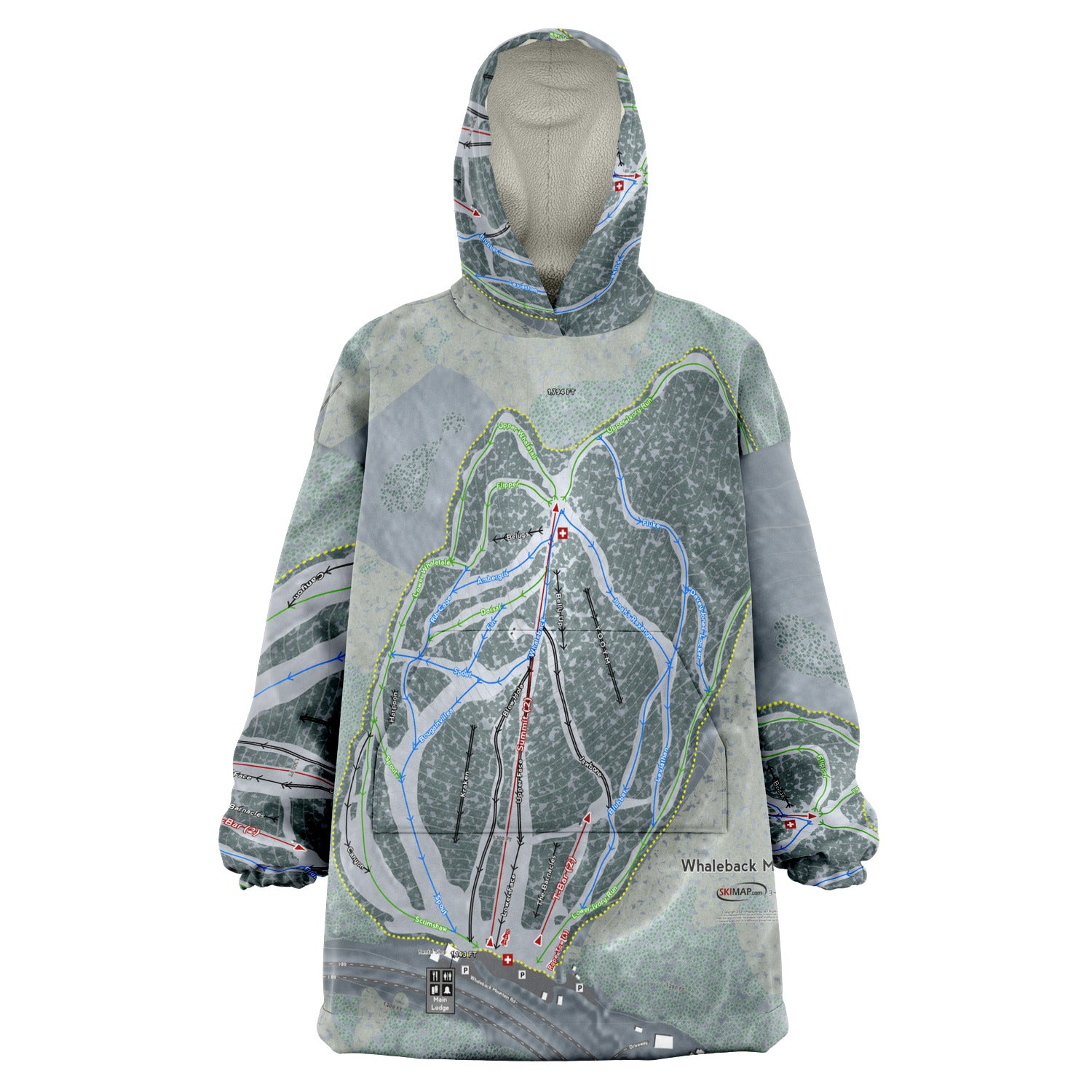 Whaleback Mountain, New Hampshire Ski Trail Map - Snug Hoodie