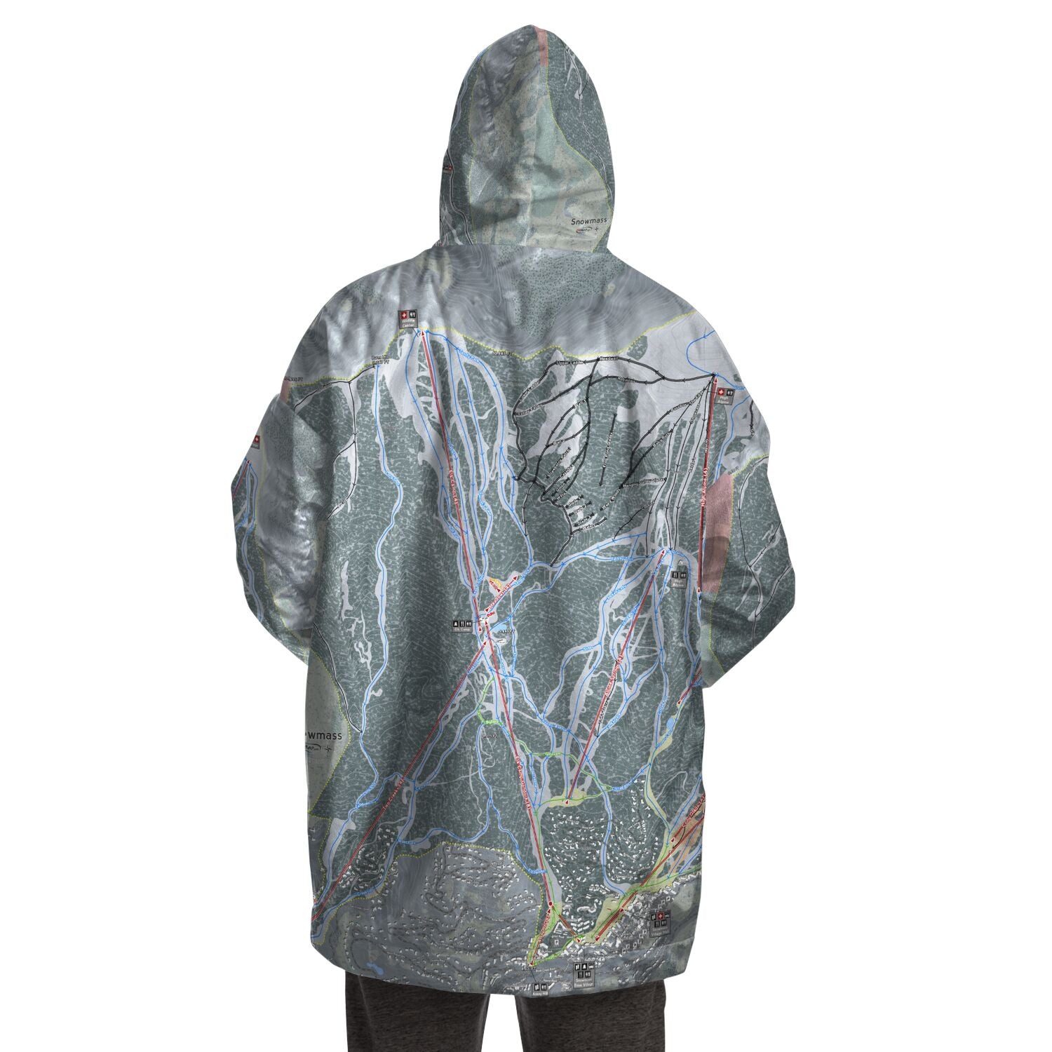 Snowmass, Colorado Ski Trail Map - Snug Hoodie