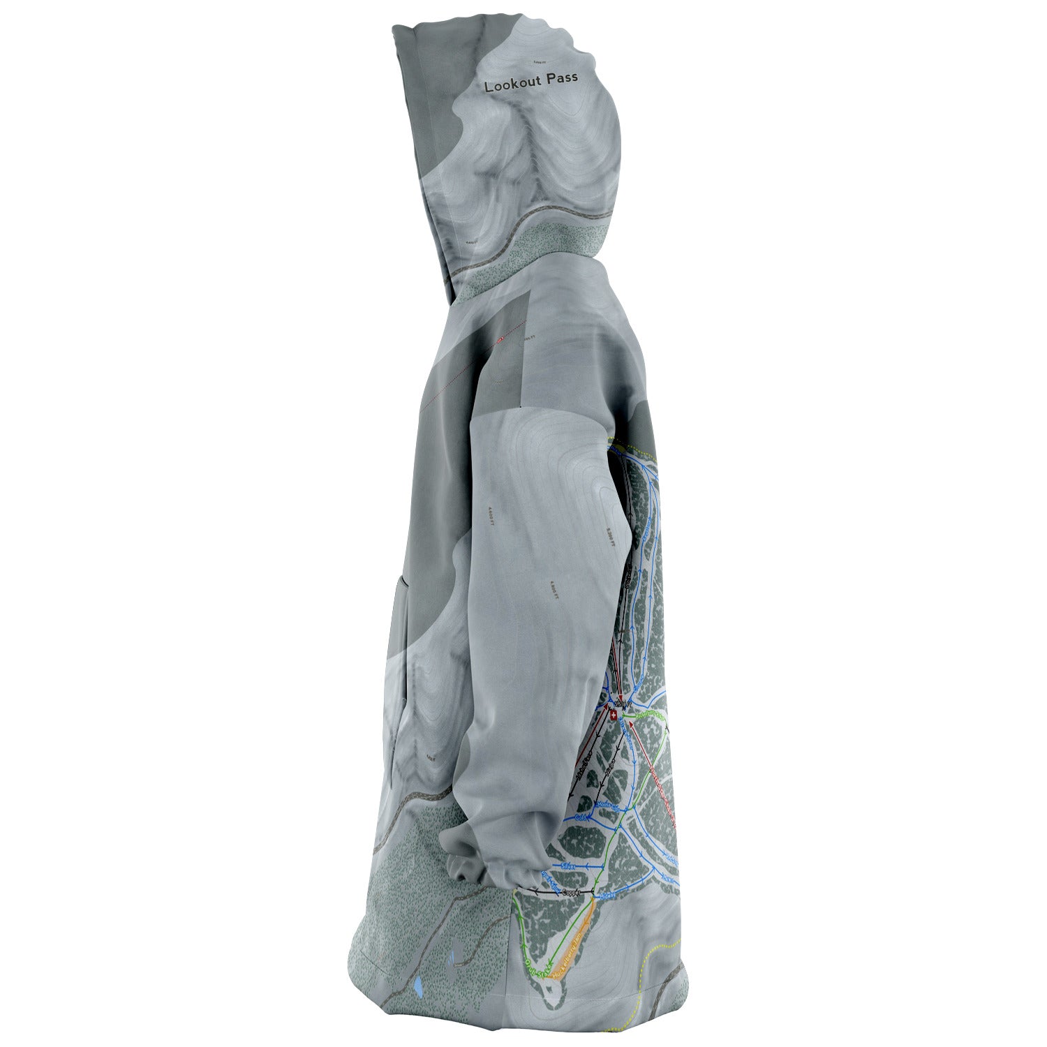 Lookout Pass, Idaho Ski Trail Map - Snug Hoodie