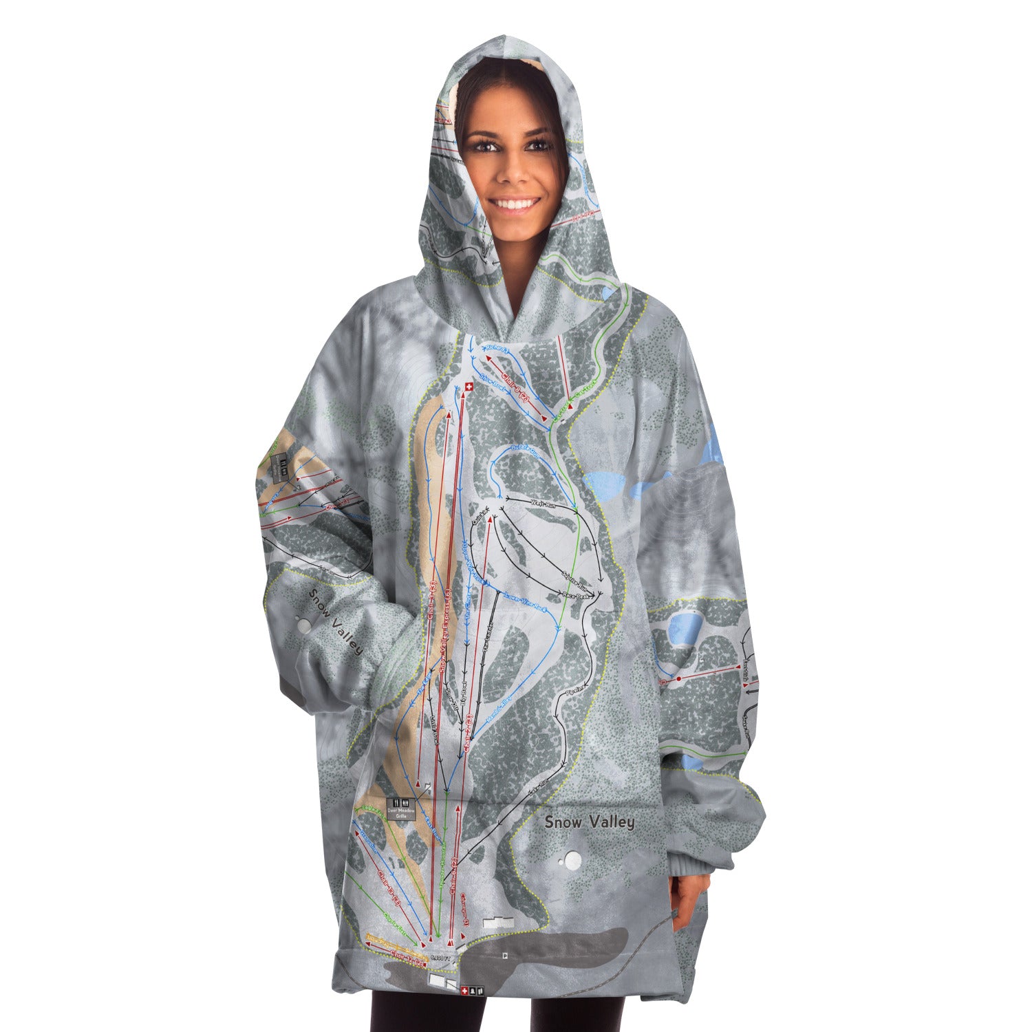 Snow Valley, California Ski Trail Map - Snug Hoodie