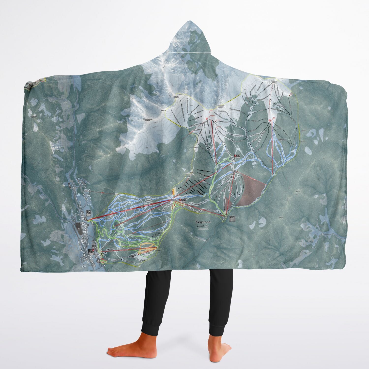 Keystone, Colorado Ski Trail Map - Youth Hooded Blanket