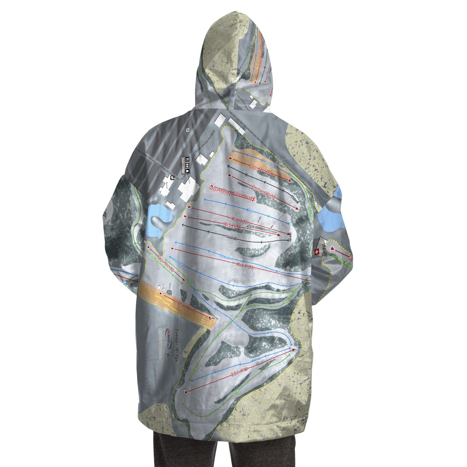 Timber Ridge, Michigan Ski Trail Map Snug Hoodie