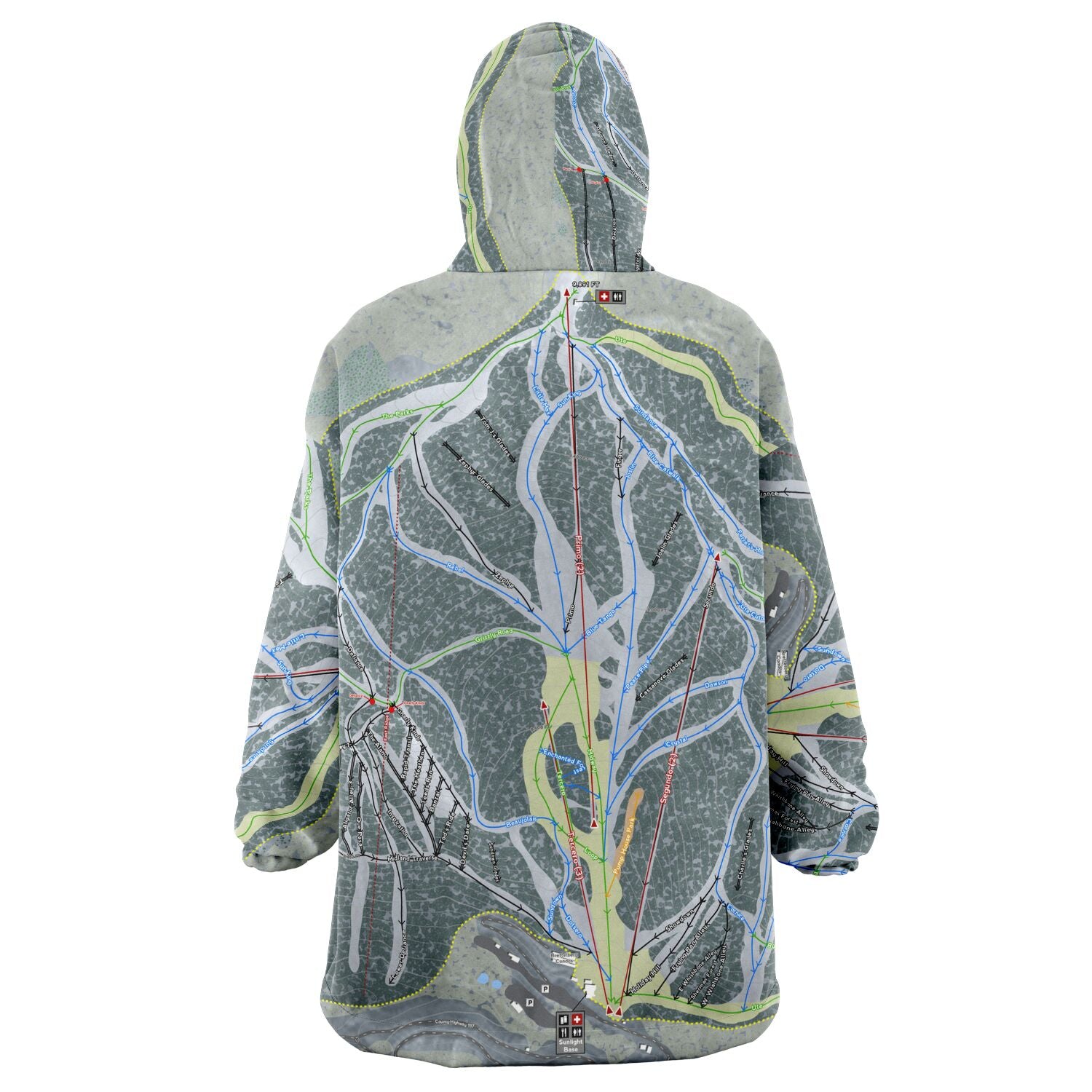 Sunlight Mountain Resort, Colorado Ski Trail Map - Snug Hoodie