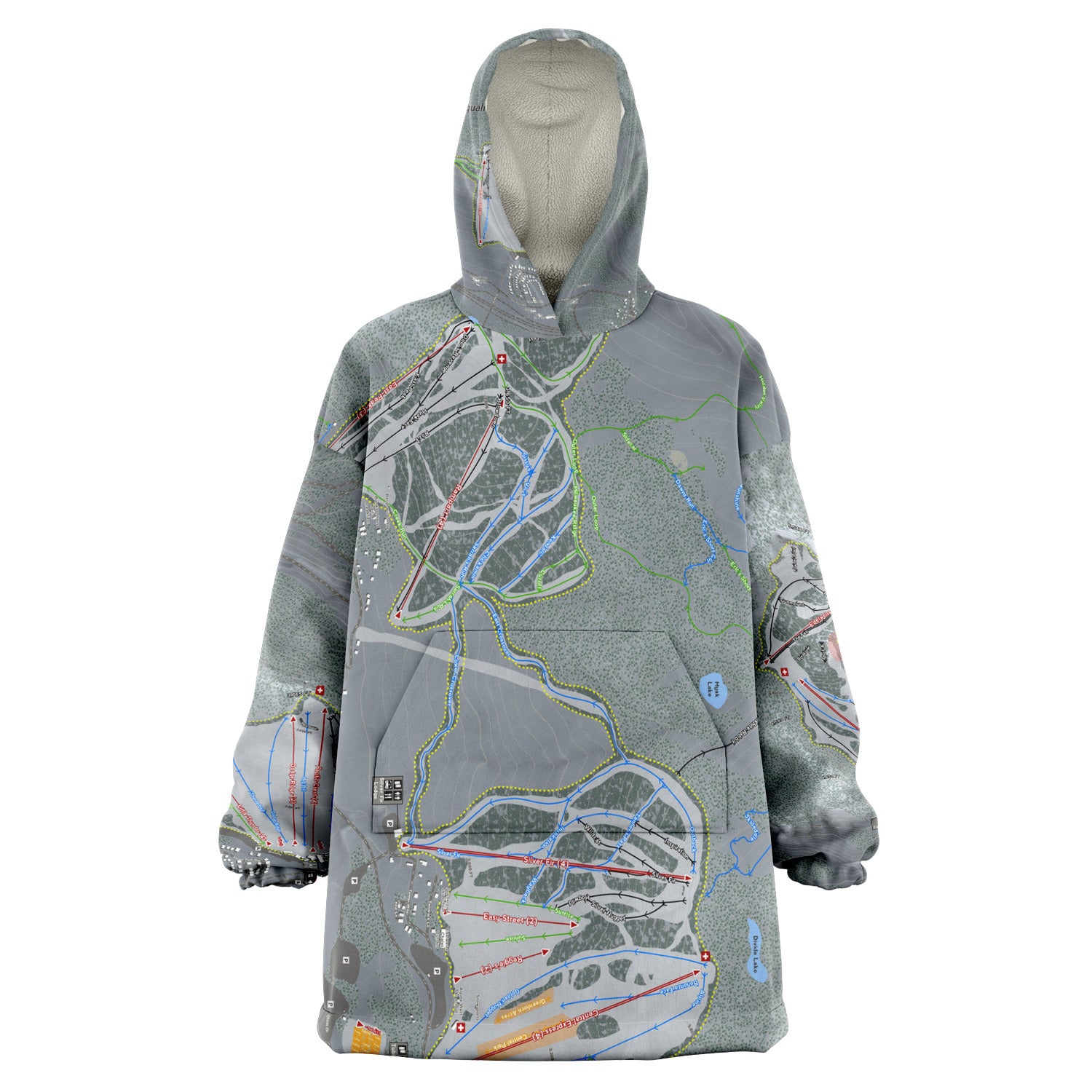 Summit At Snoqualmie, Washington Ski Trail Map - Snug Hoodie