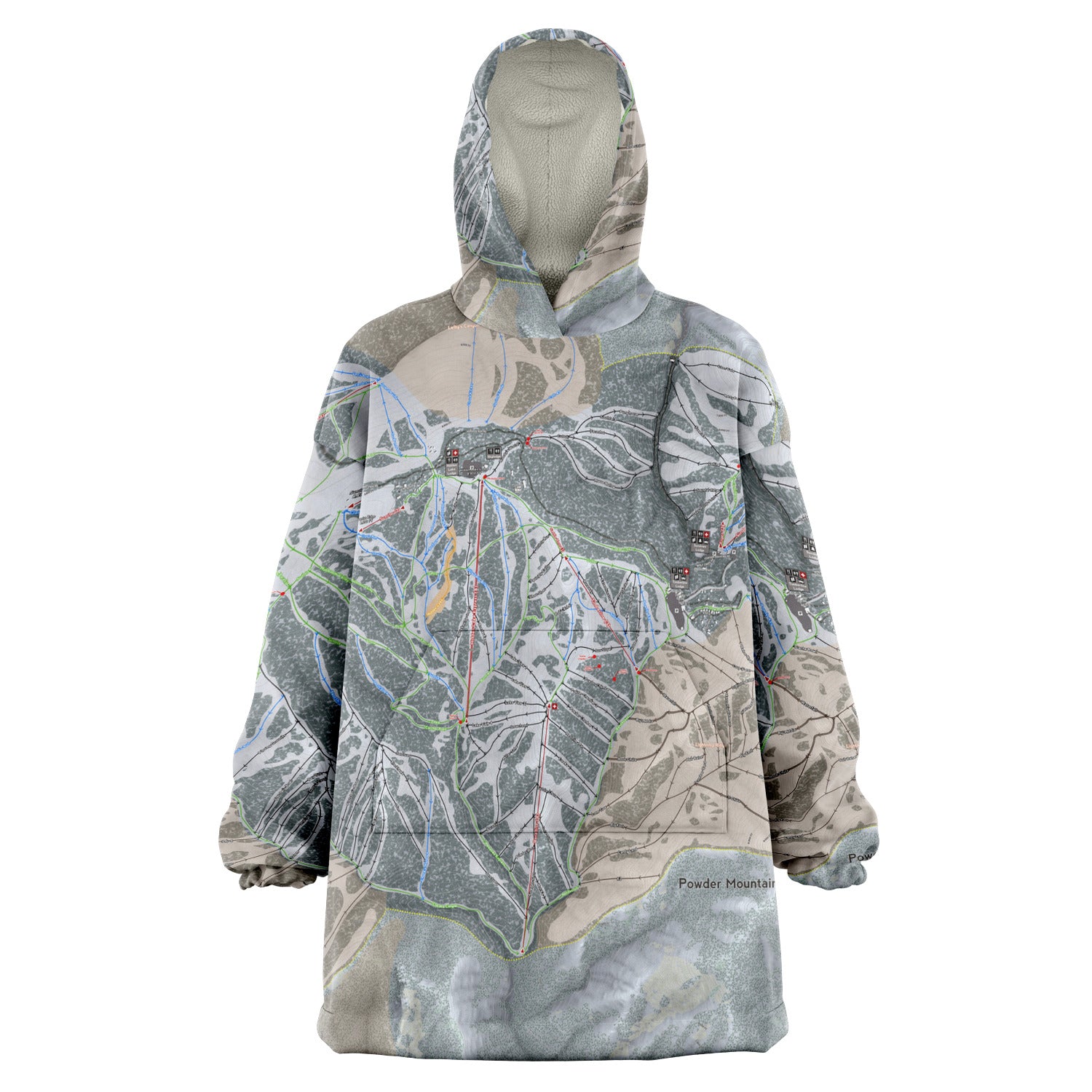 Powder Mountain, Utah Ski Trail Map - Snug Hoodie