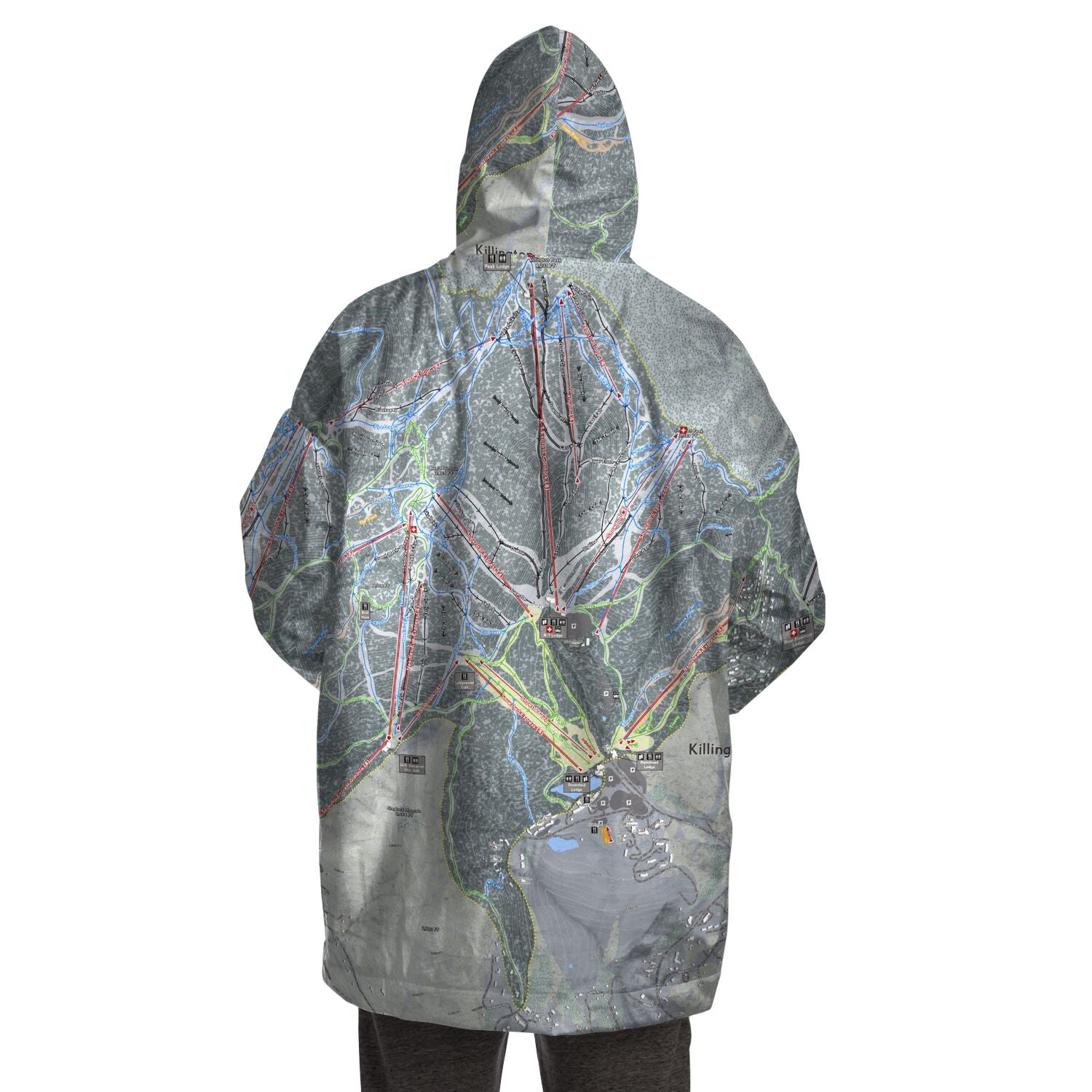 Killington, Vermont Ski Trail Map - Snug Hoodie