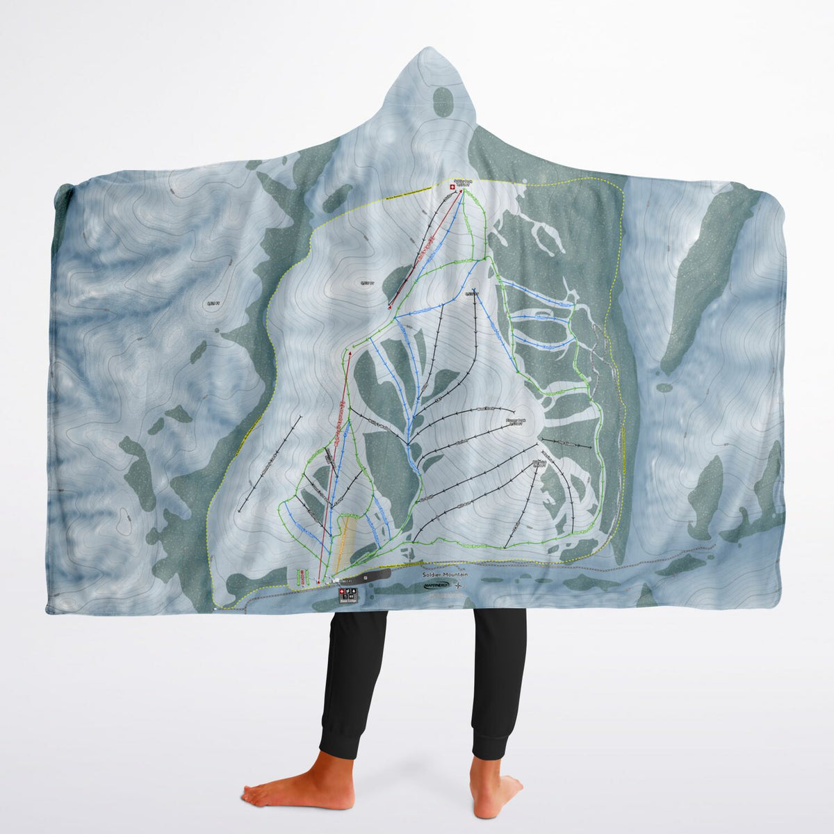 Soldier Mountain, Idaho Ski Trail Map - Youth Hooded Blanket