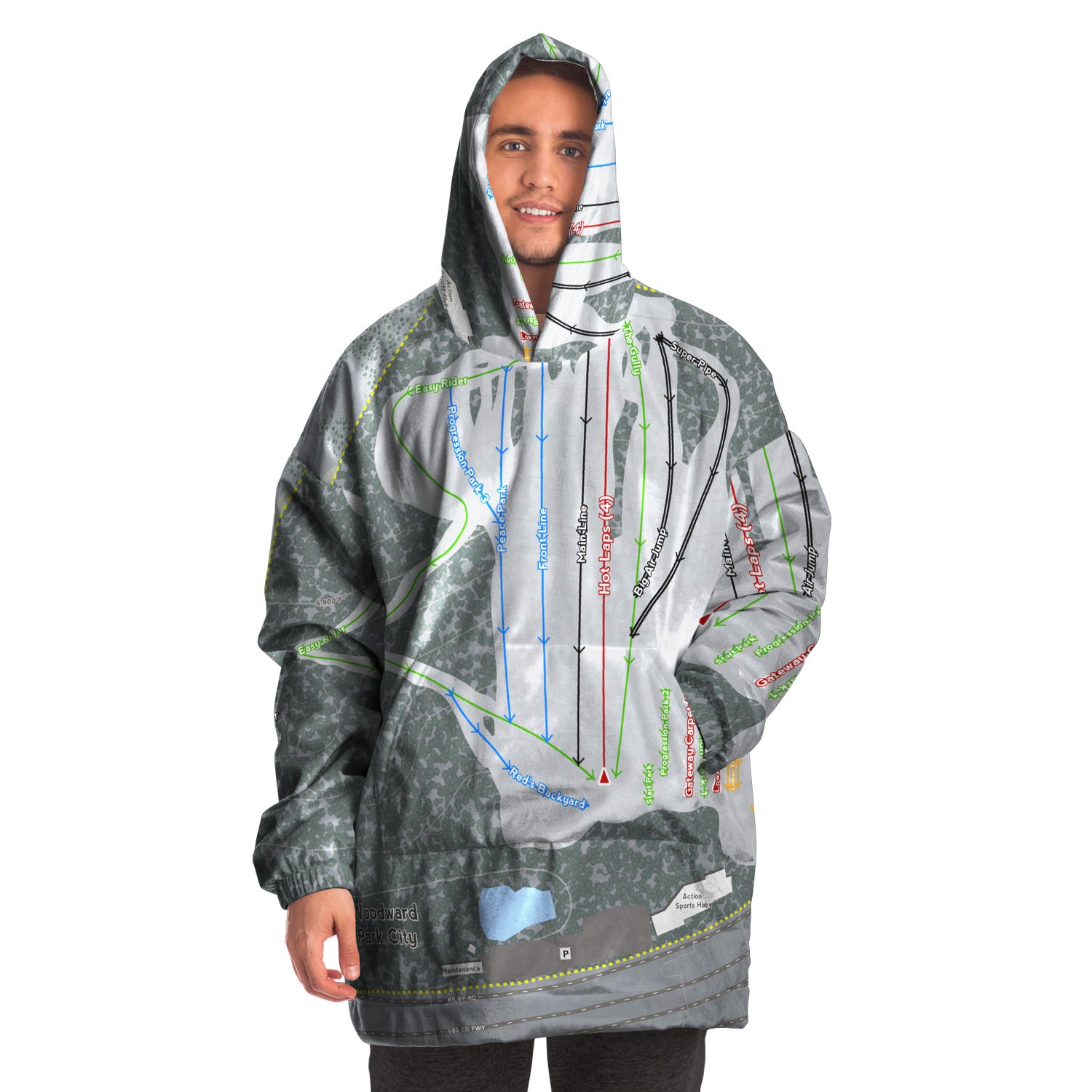 Woodward, Utah Ski Trail Map - Snug Hoodie