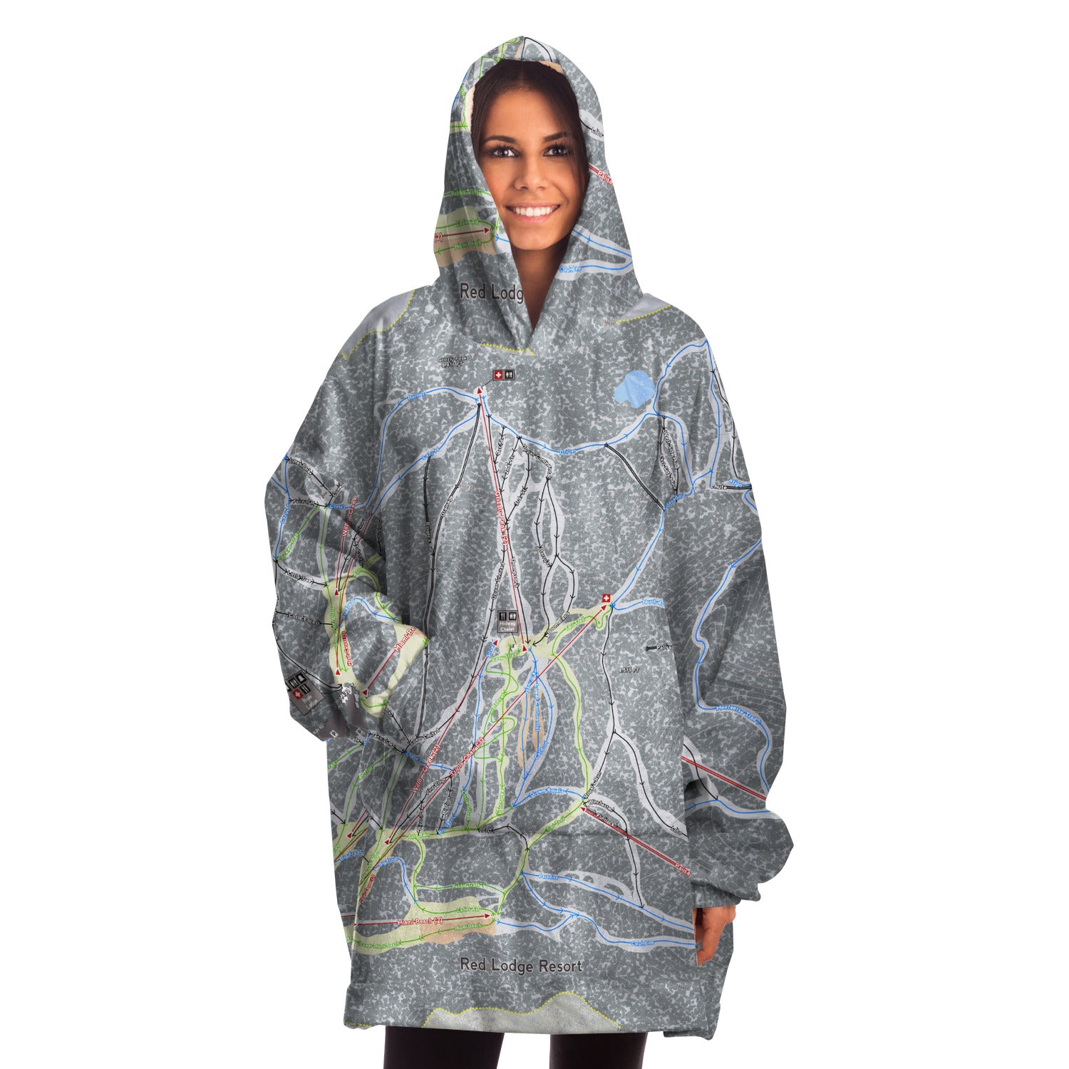 Red Lodge, Montana Ski Trail Map - Snug Hoodie