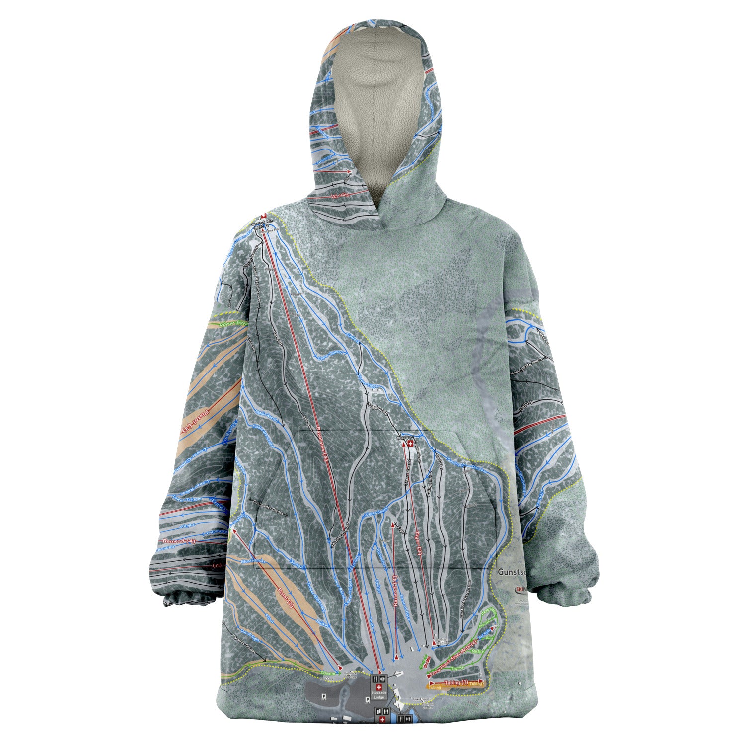 Gunstock Mountain, New Hampshire Ski Trail Map - Snug Hoodie