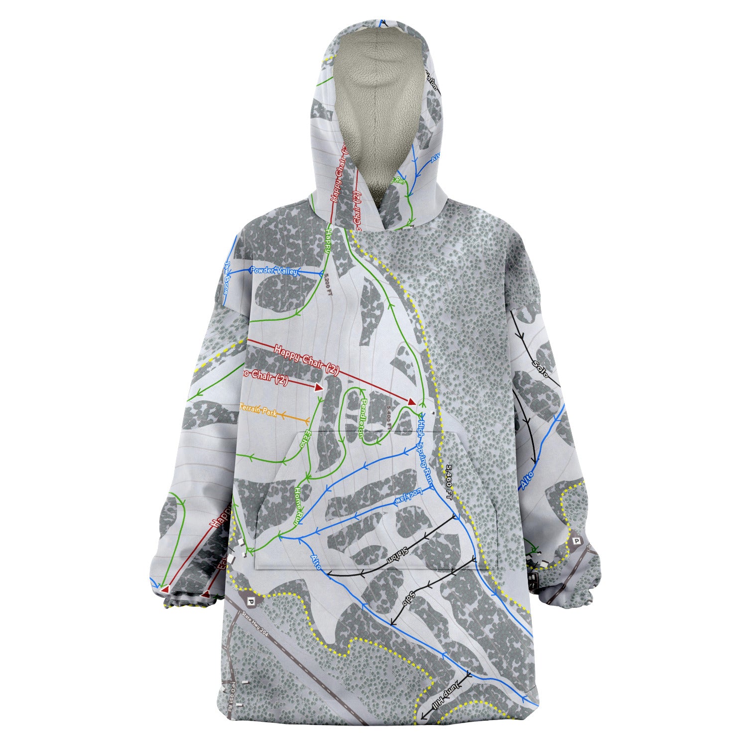 Spout Springs, Oregon Ski Trail Map Snug Hoodie