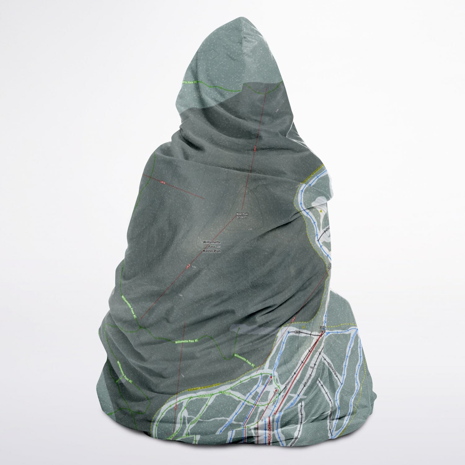 Willamette Pass, Oregon Ski Trail Map - Youth Hooded Blanket