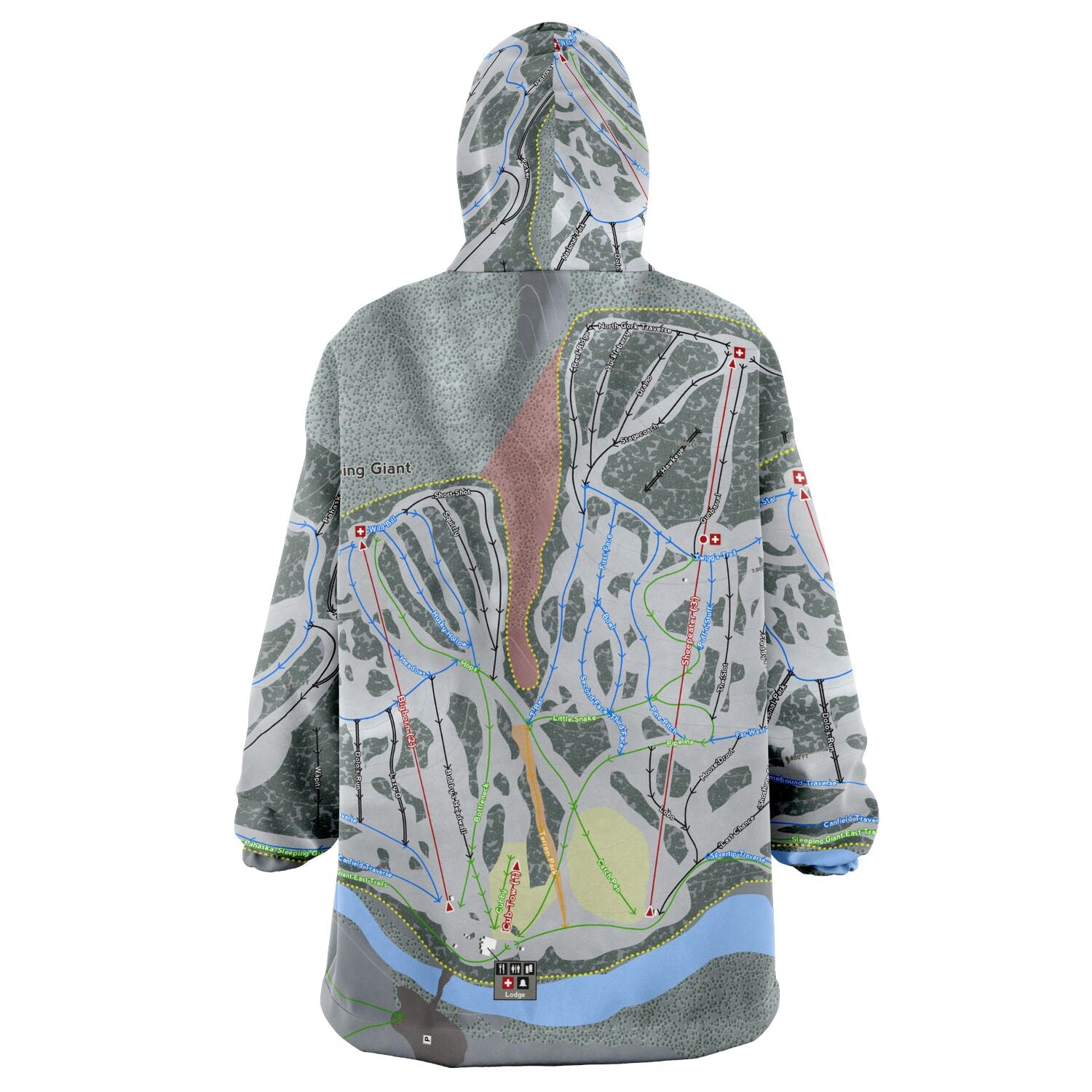 Sleeping Giant, Wyoming Ski Trail Map Snug Hoodie