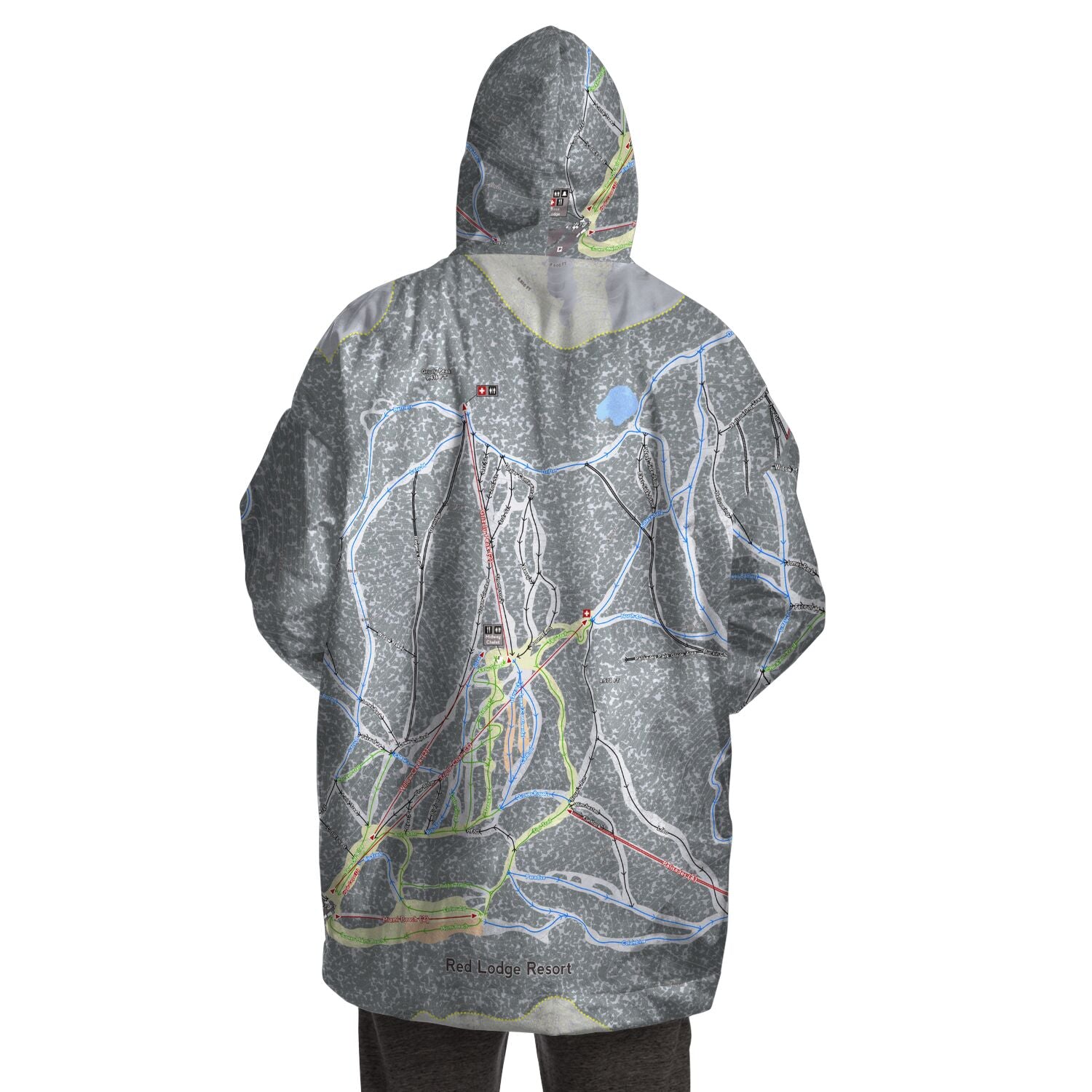 Red Lodge, Montana Ski Trail Map - Snug Hoodie