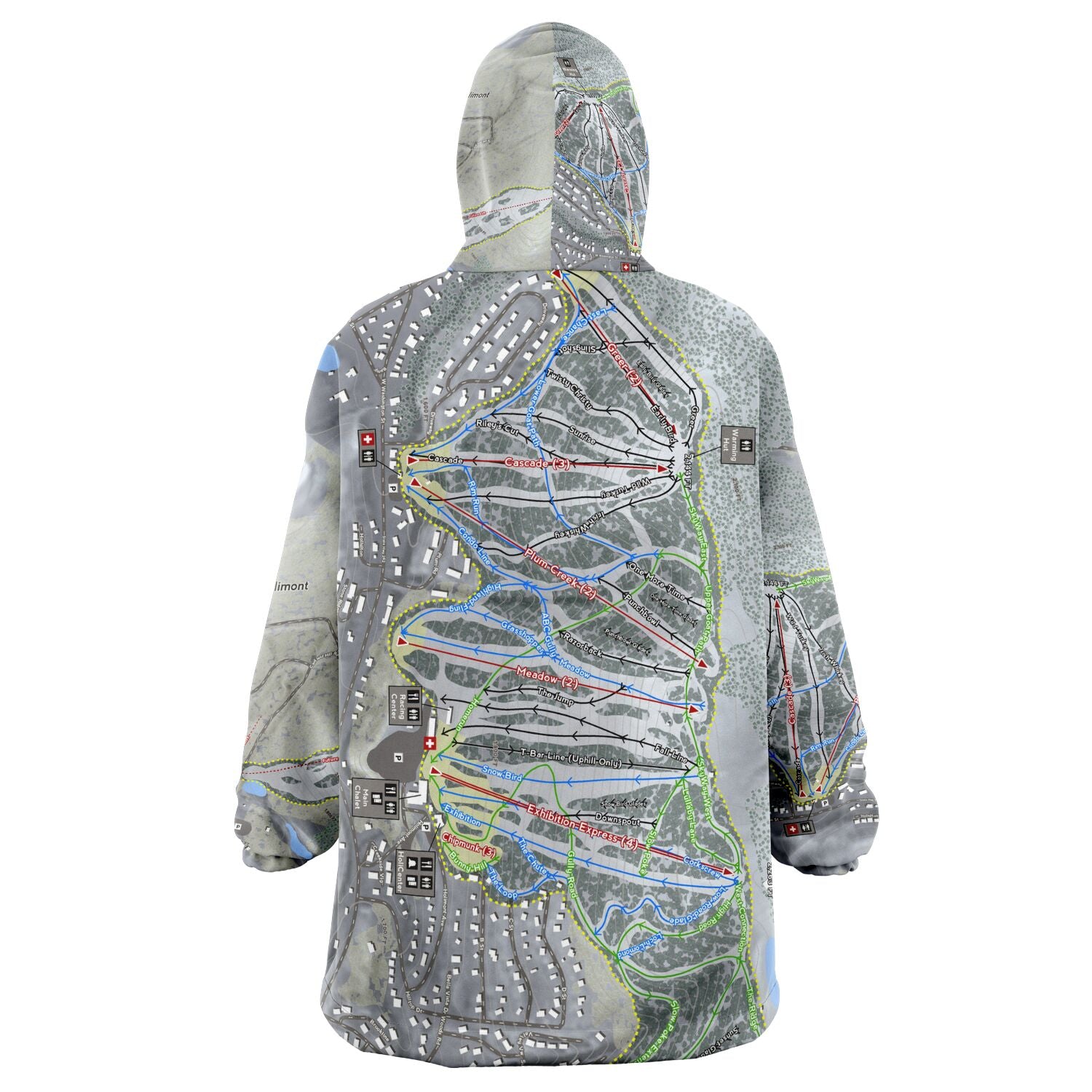 Holimont, New York Ski Trail Map - Snug Hoodie