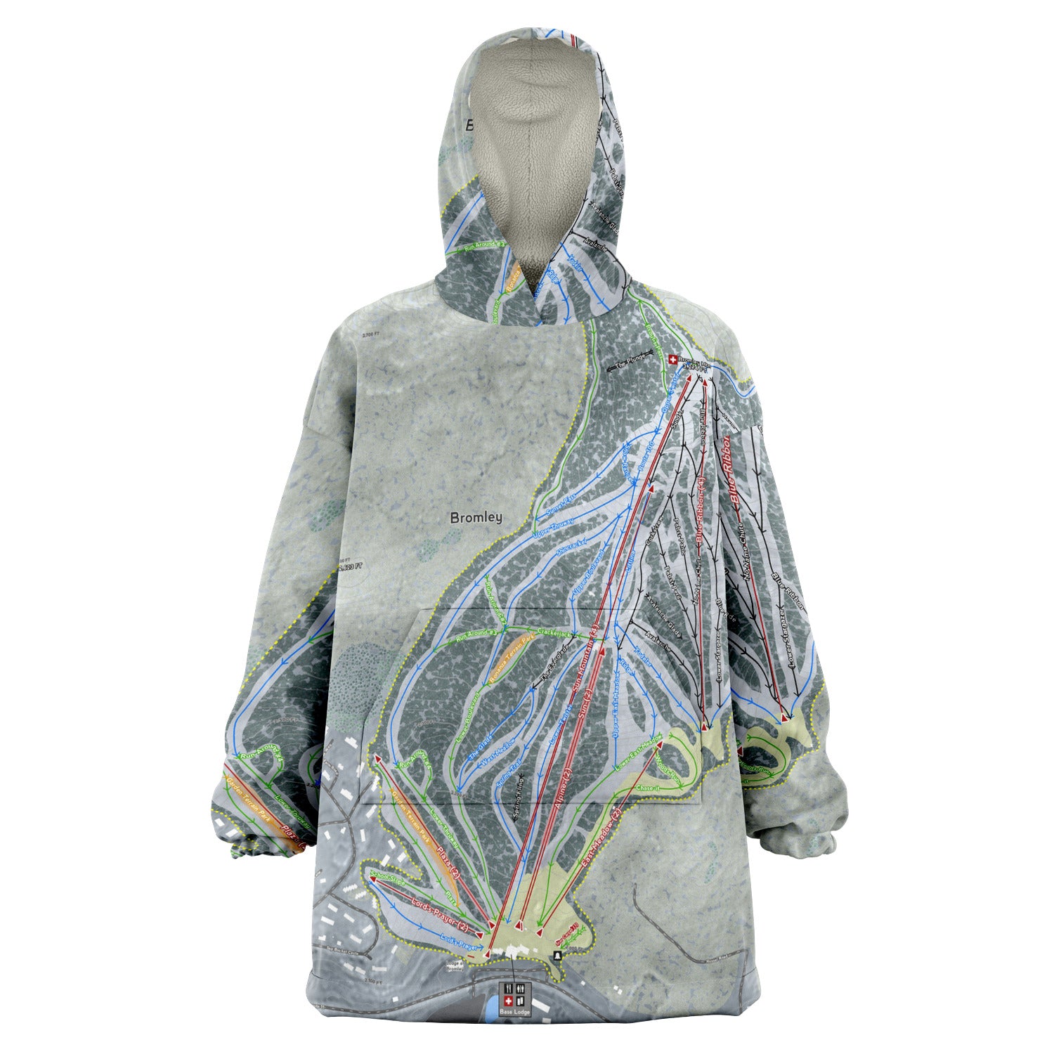 Bromley, Vermont Ski Trail Map - Snug Hoodie